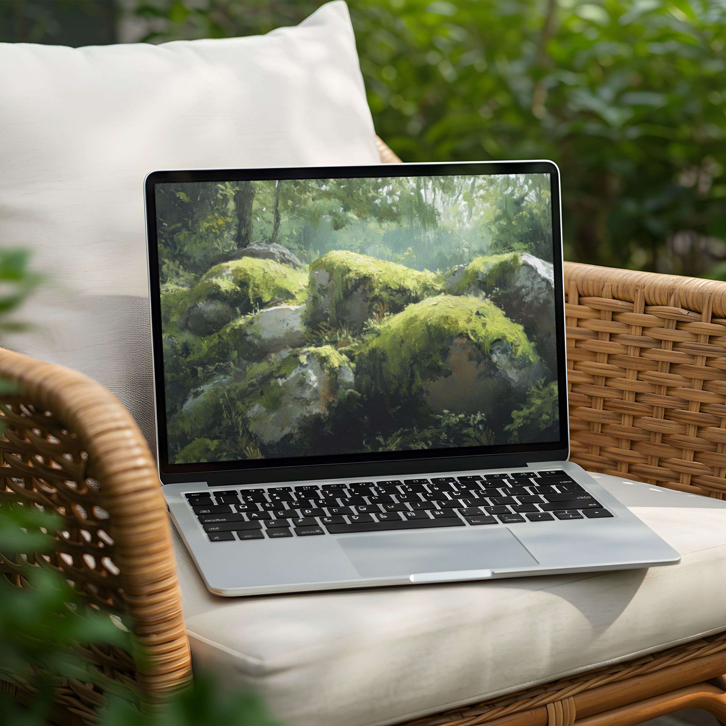 Lush green forest scenery desktop background for PC or Laptop instant download brings a calm, inspiring touch to your workspace