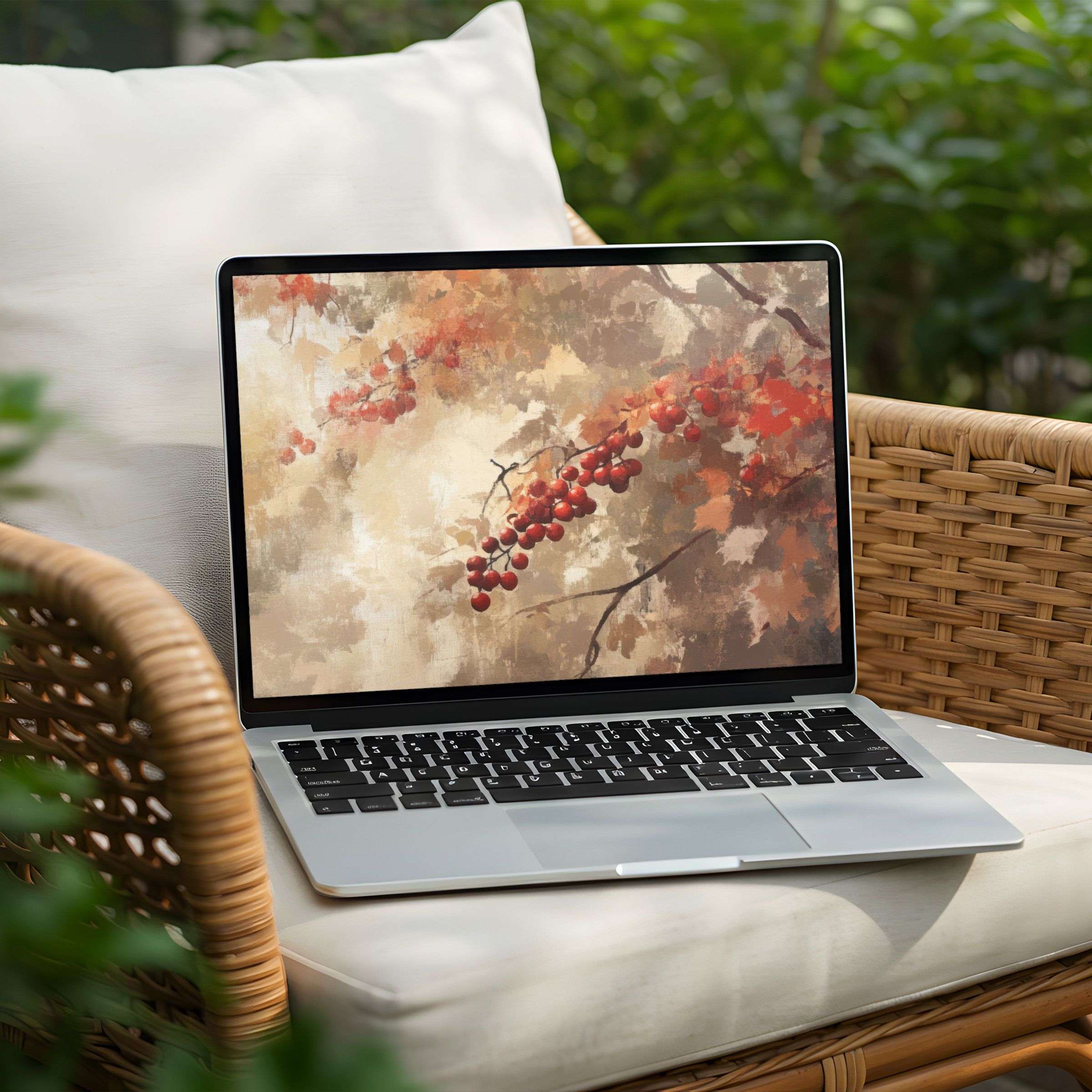Elegant autumn-themed desktop background for PC and laptop inspires calm; instant download for aesthetic mindfulness and serenity