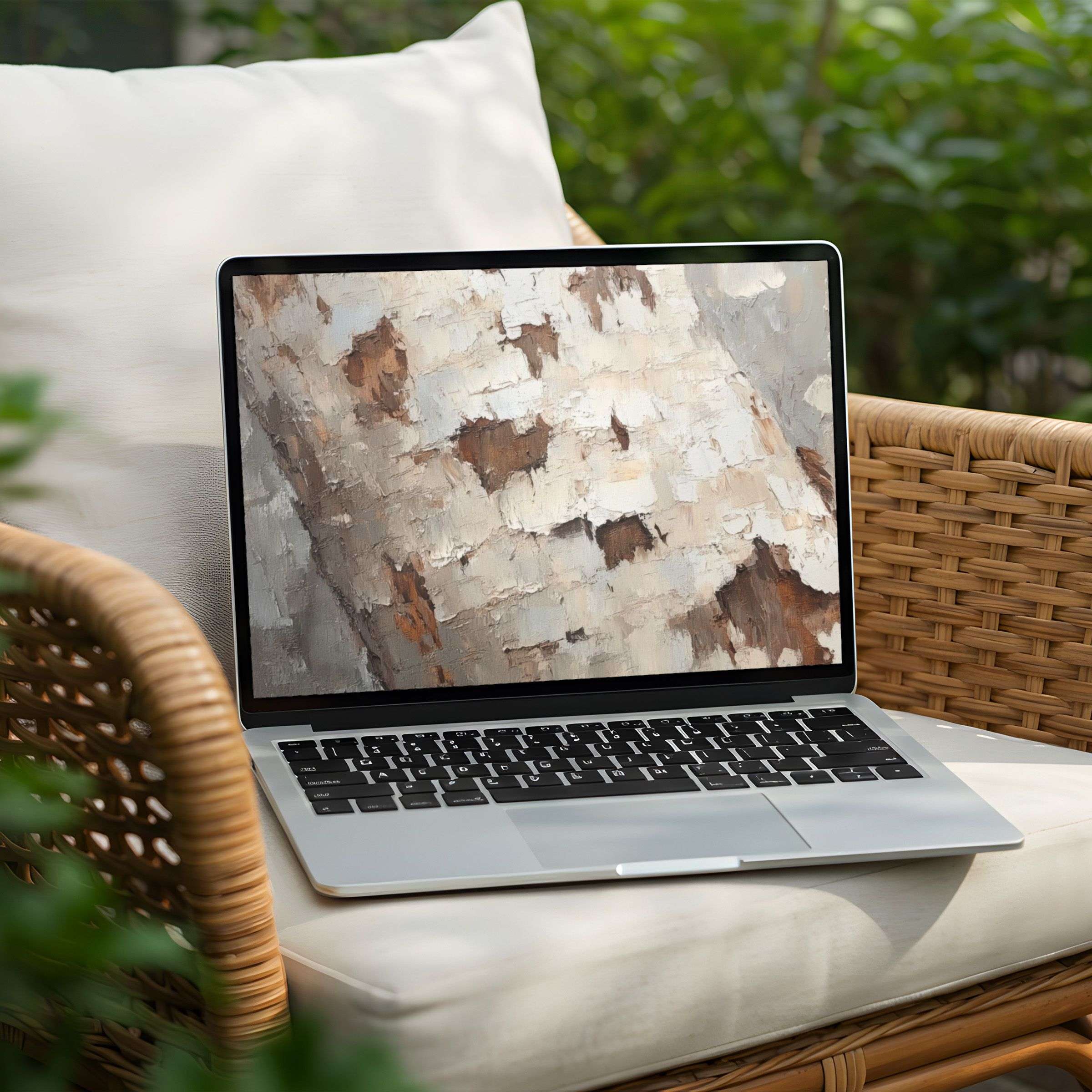 Elegant digital art for PC and Laptop, instant download of serene desktop background featuring calming earthy textures and tones