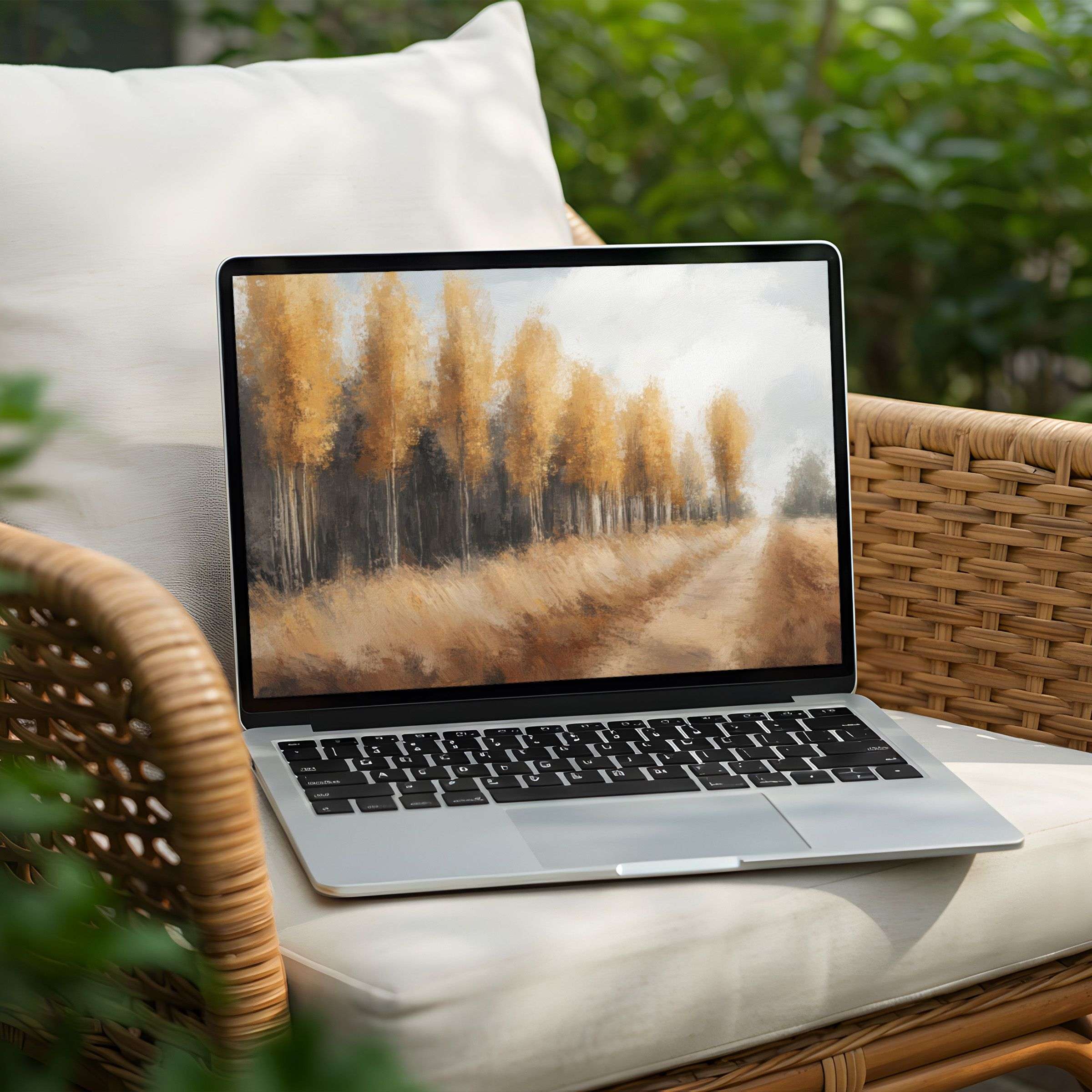 Elegant autumn landscape desktop background for PC or Laptop instant download radiates calm inspiration and mindful beauty