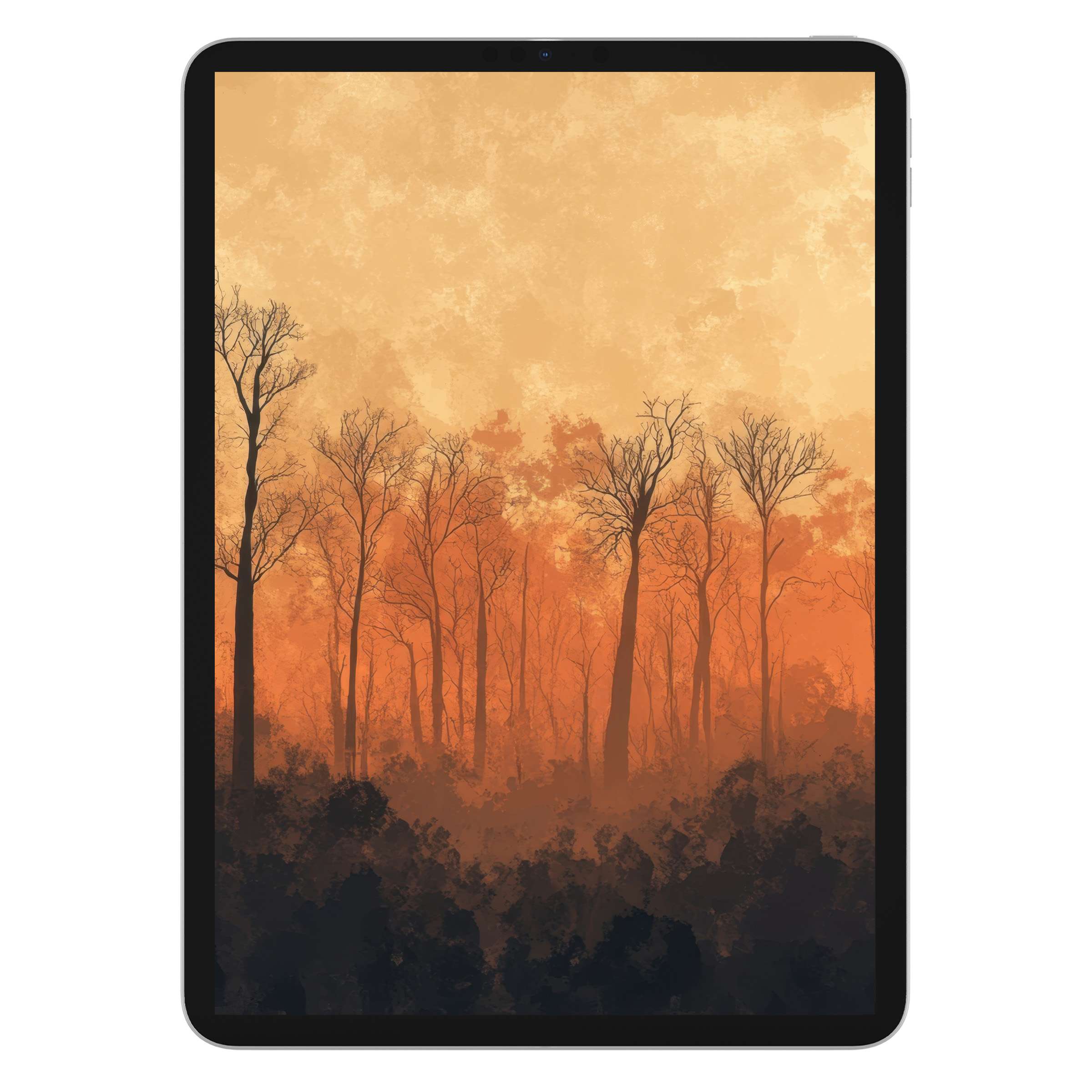 Warm-toned tree iPad wallpaper featuring an elegant digital download forest background inspiring calm for tablets and devices