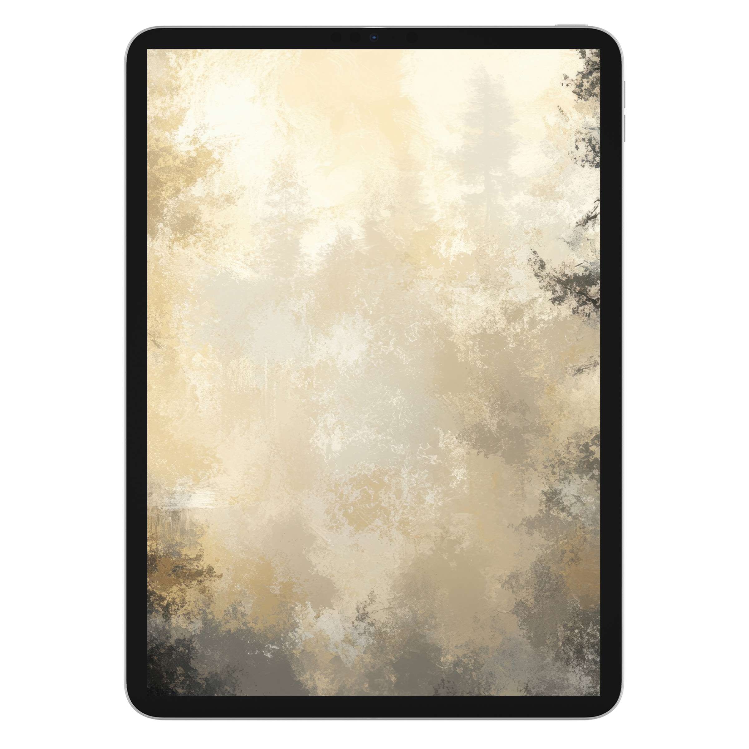 Elegant abstract tree iPad wallpaper in soothing beige tones, perfect digital download for tablet background use on iPad or Android