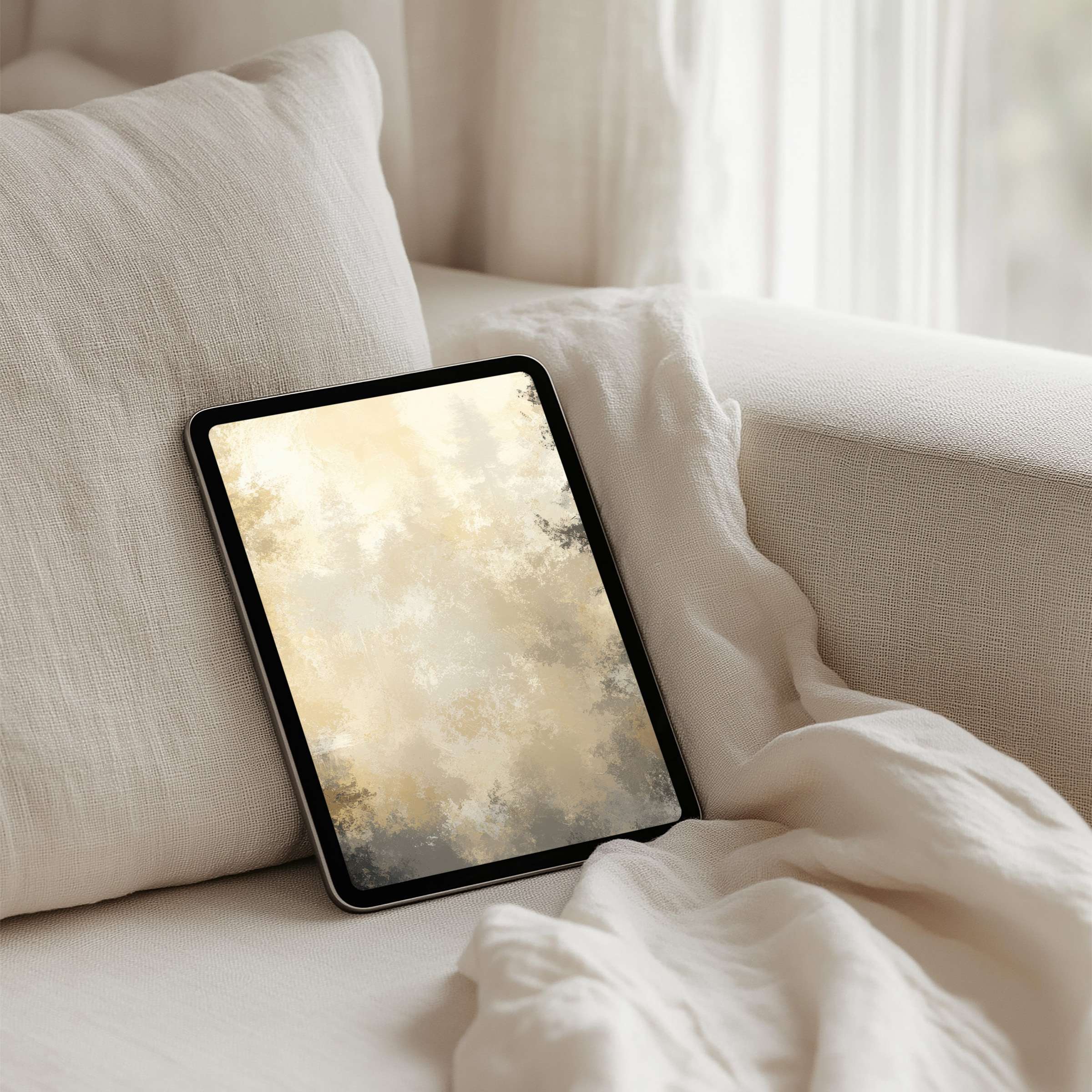 Elegant iPad background with calming abstract textures offers instant download for all tablets inspiring mindfulness and sustainability