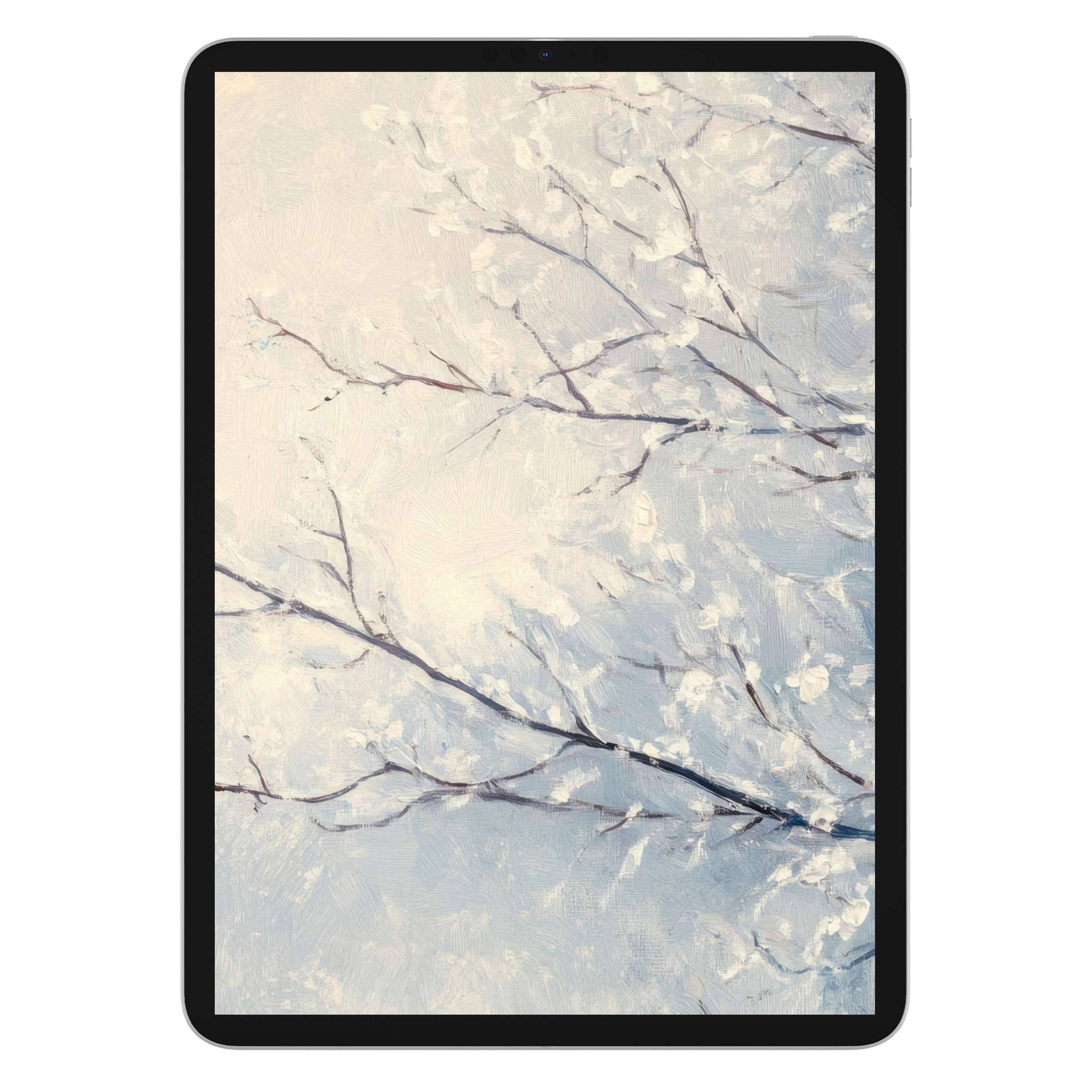 Elegantly textured branches on a serene tree iPad wallpaper, perfect for a calming digital download background on any tablet device
