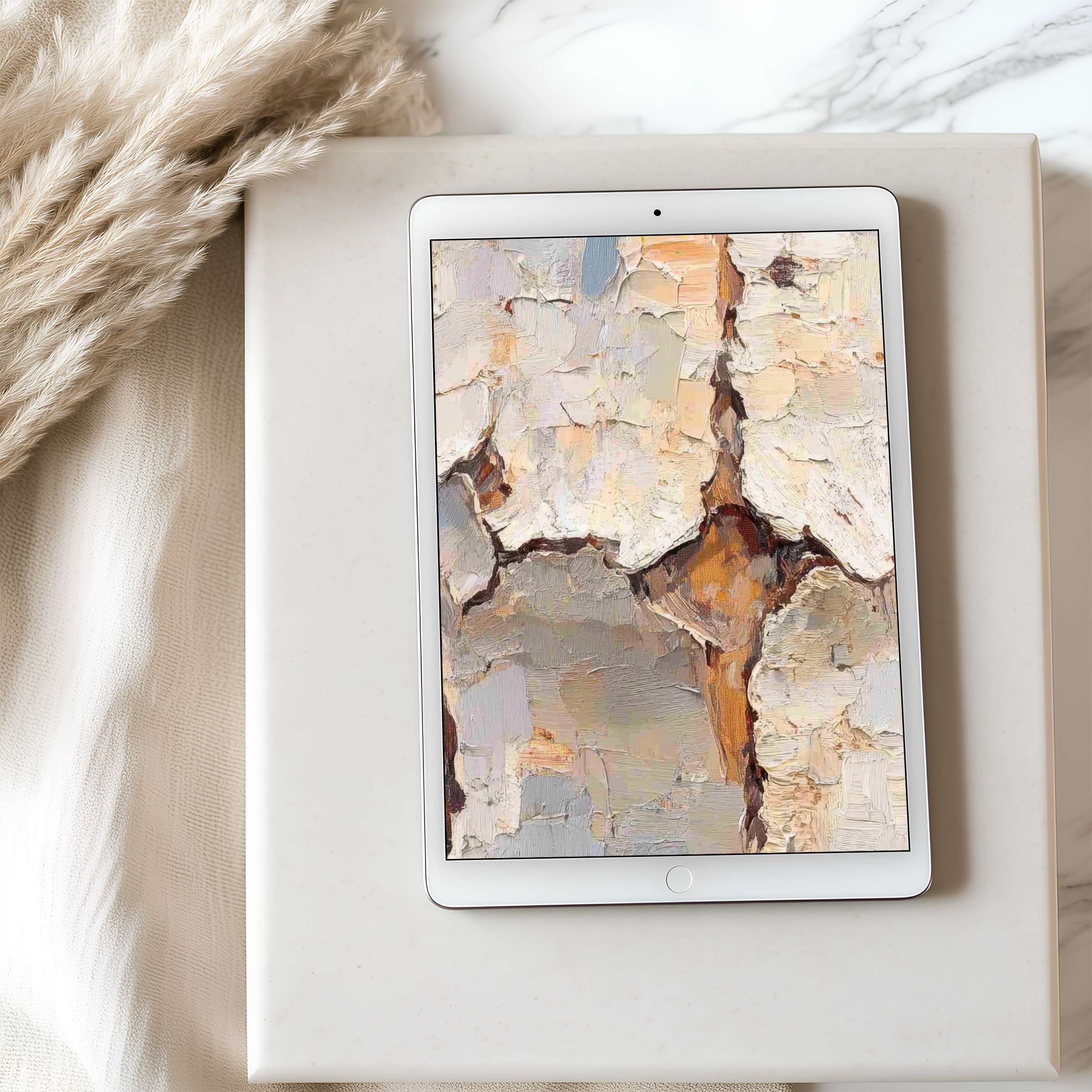 Elegant tablet wallpaper featuring abstract earth tones for a serene digital download suitable for iPad and Android tablets