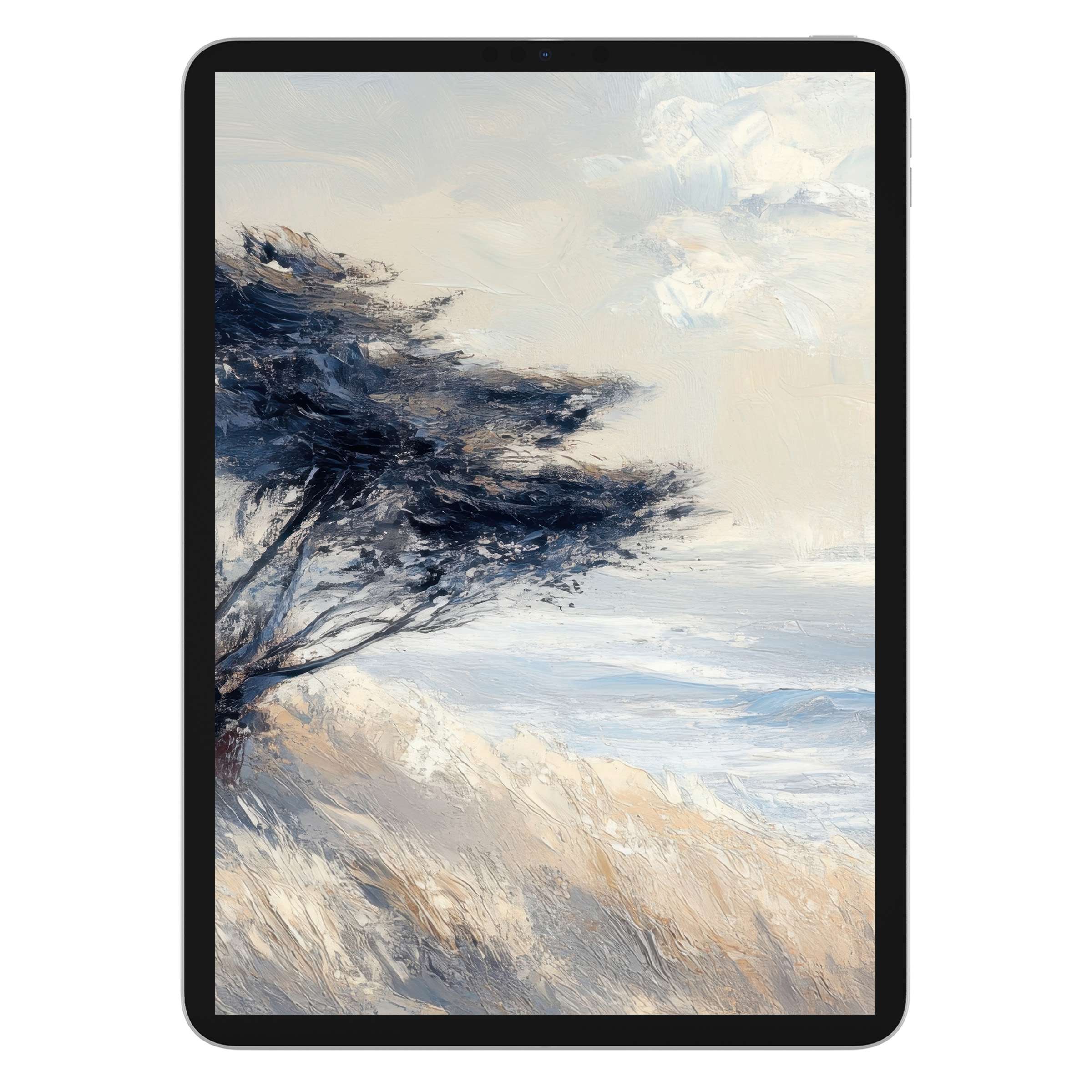 Elegant tree iPad wallpaper with soft brushstrokes offers a serene digital download for tablet backgrounds enhancing tranquility