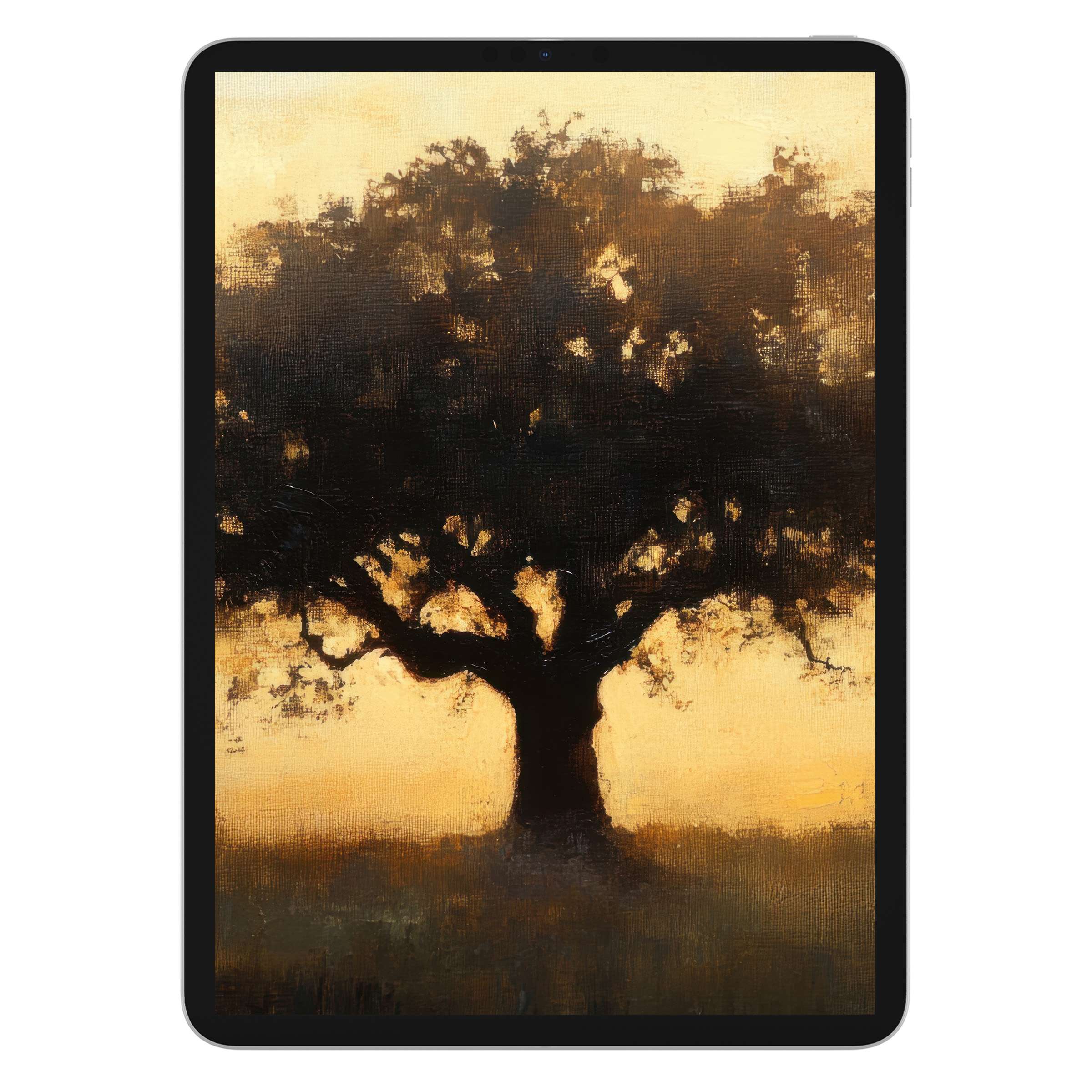 Elegant tree iPad wallpaper features serene sunset hues, creating a calming background for digital download on any tablet device