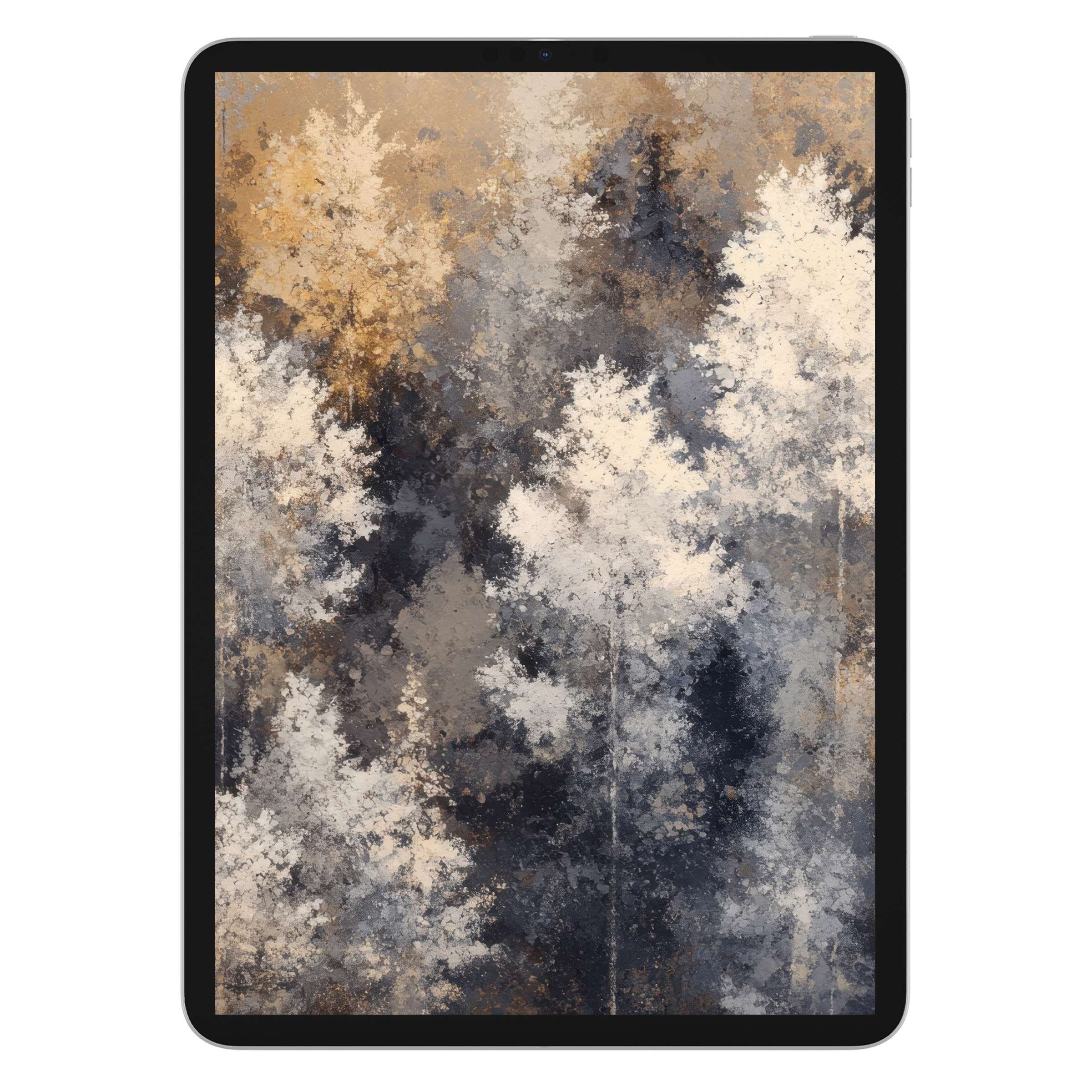 Elegant tree iPad wallpaper with soft white foliage and muted earthy tones, perfect digital download for tablet background tranquility