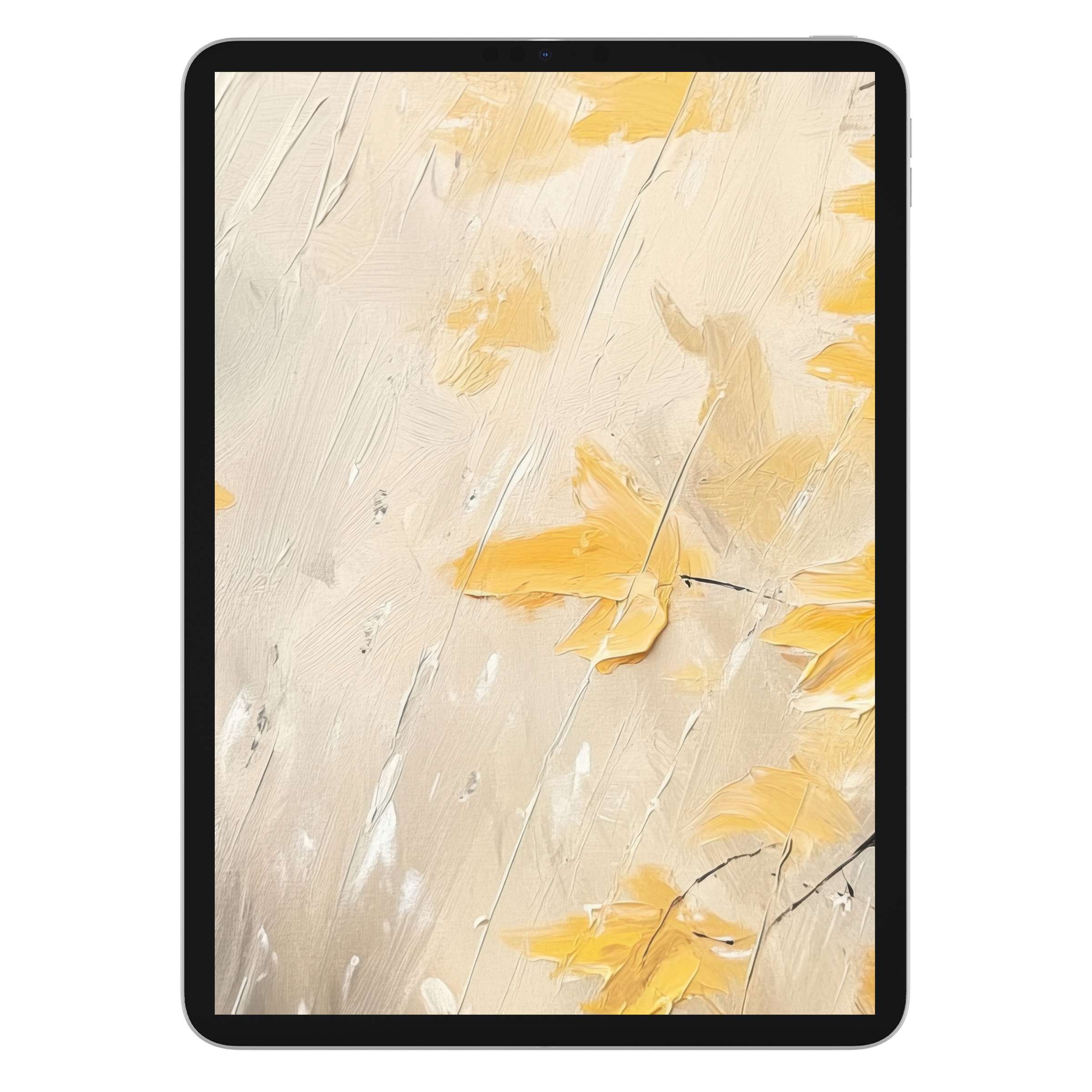 Elegant tree iPad wallpaper digital download with textured autumn leaves, creating a serene background for tablets and mobile screens
