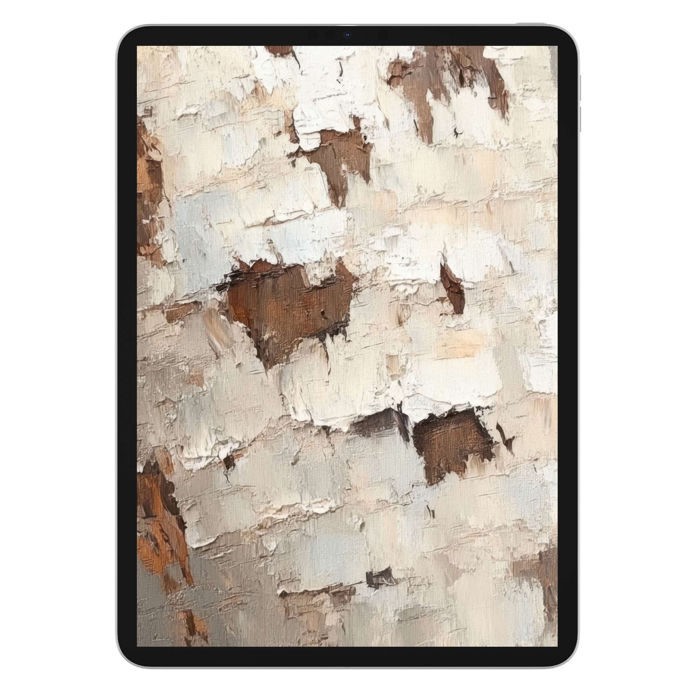 Elegant digital download of a textured tree iPad wallpaper, offering a calming background for any tablet with serene earth tones