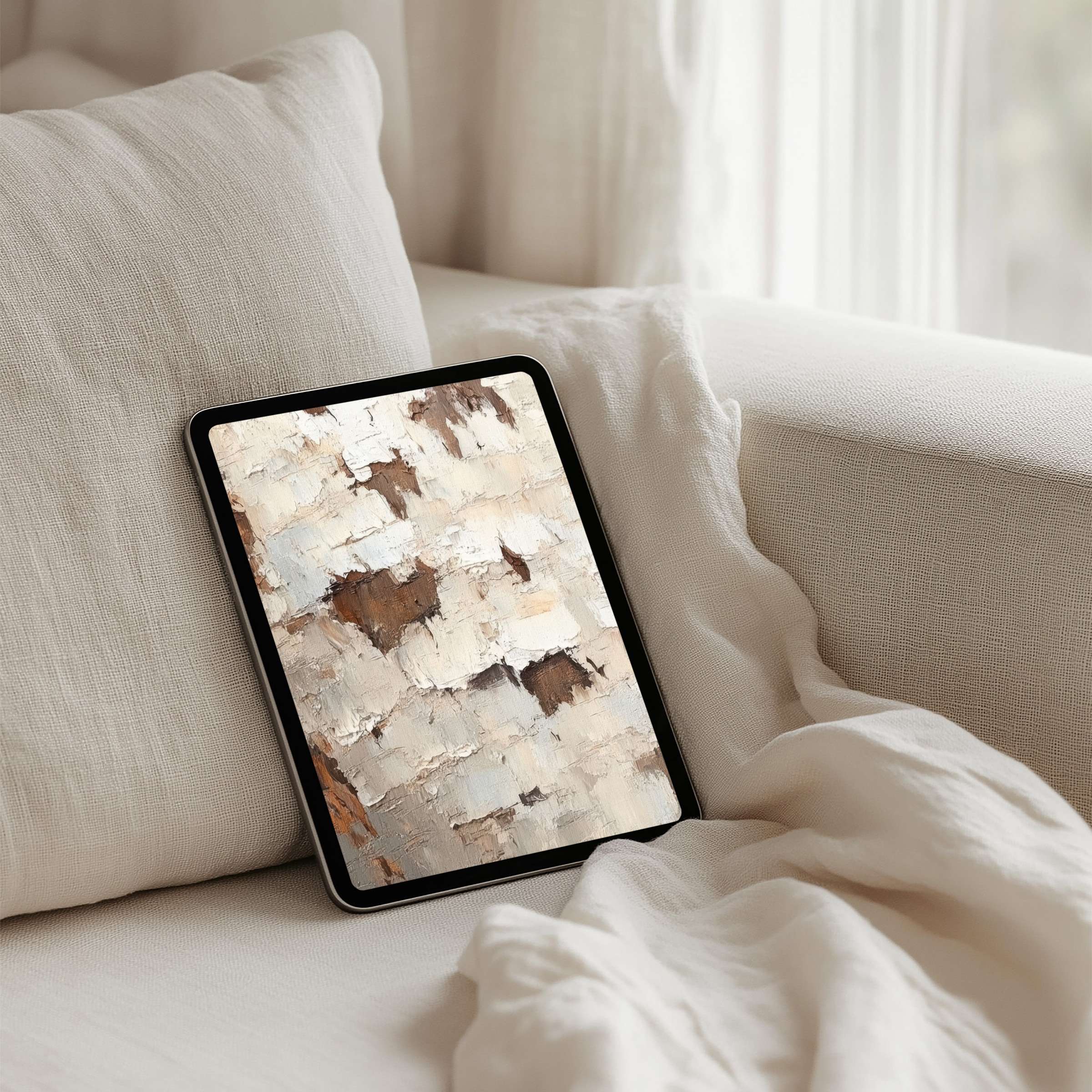 Calm, textured earthy tones create an elegant iPad background for mindful inspiration instant download for any tablet device