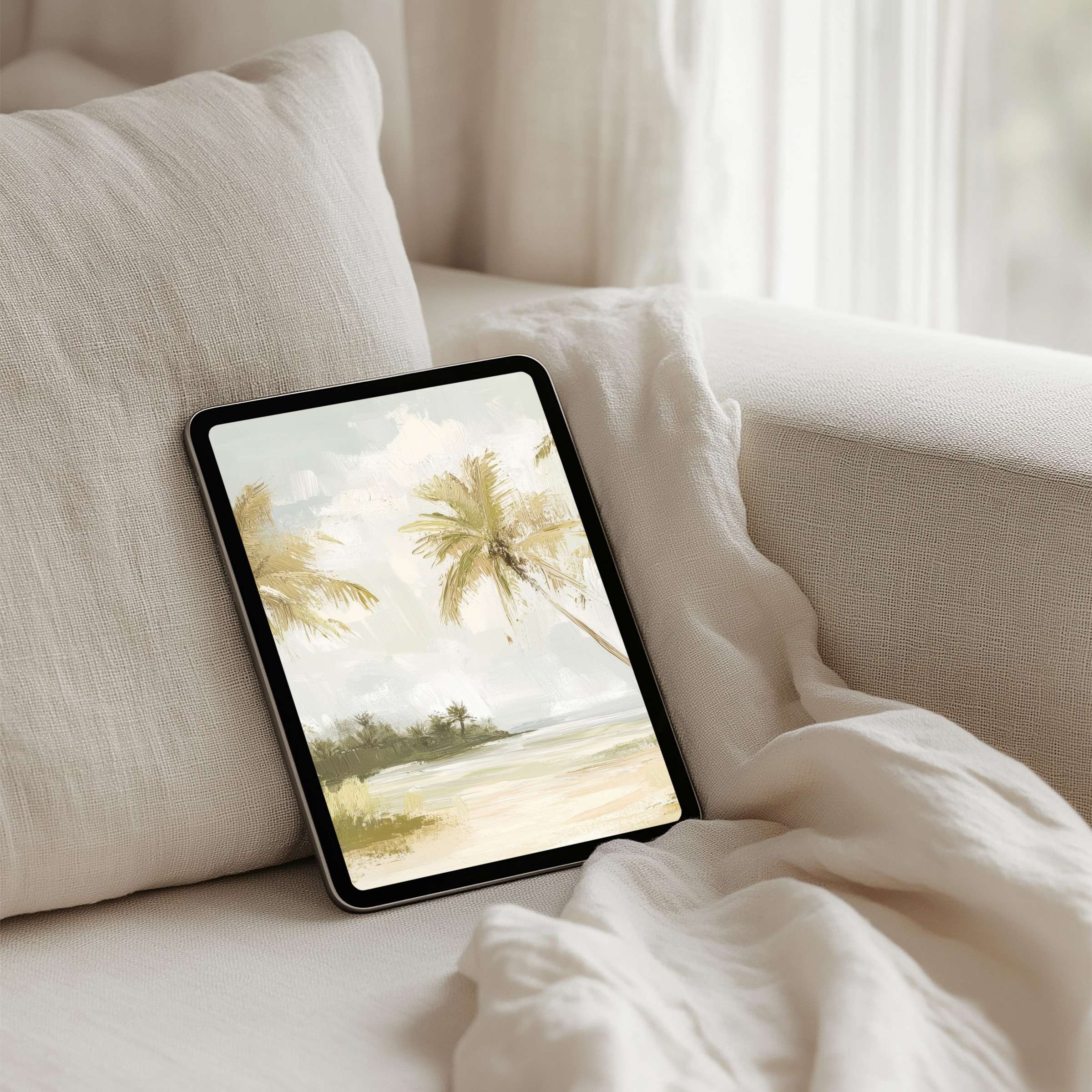 Inspirational iPad background featuring serene palm trees offers a calming instant download for any tablet enhancing elegance