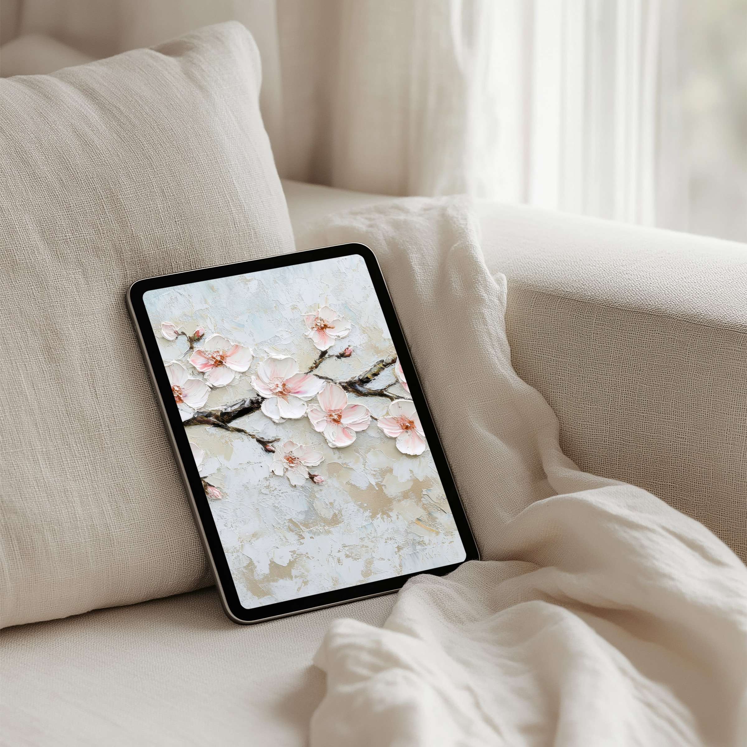 Elegant floral iPad background for instant download, offering calm inspiration for any tablet Ideal for design-focused ambience