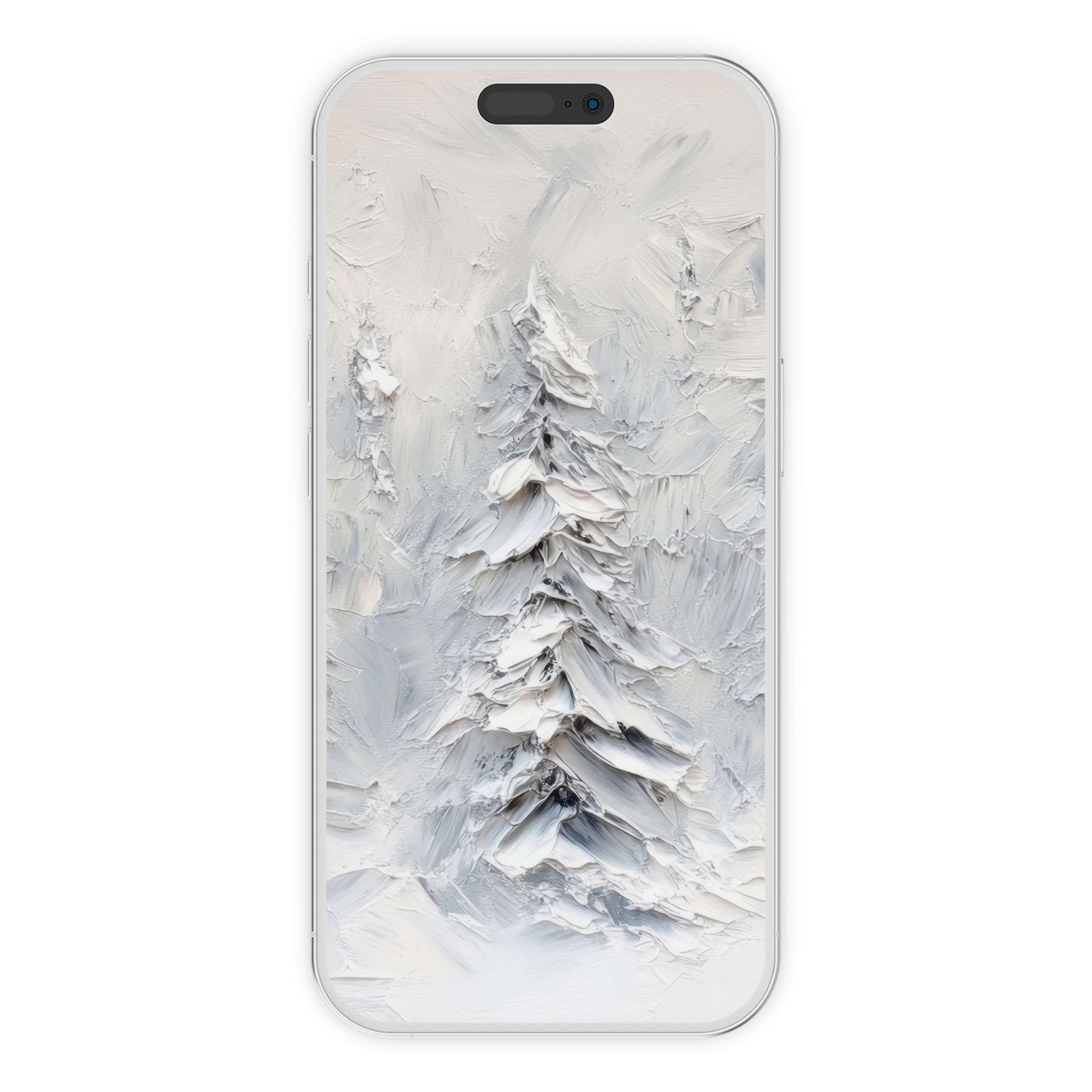 Elegant tree iPhone wallpaper offers a serene phone background with textured brushstrokes digital download for calm design lovers