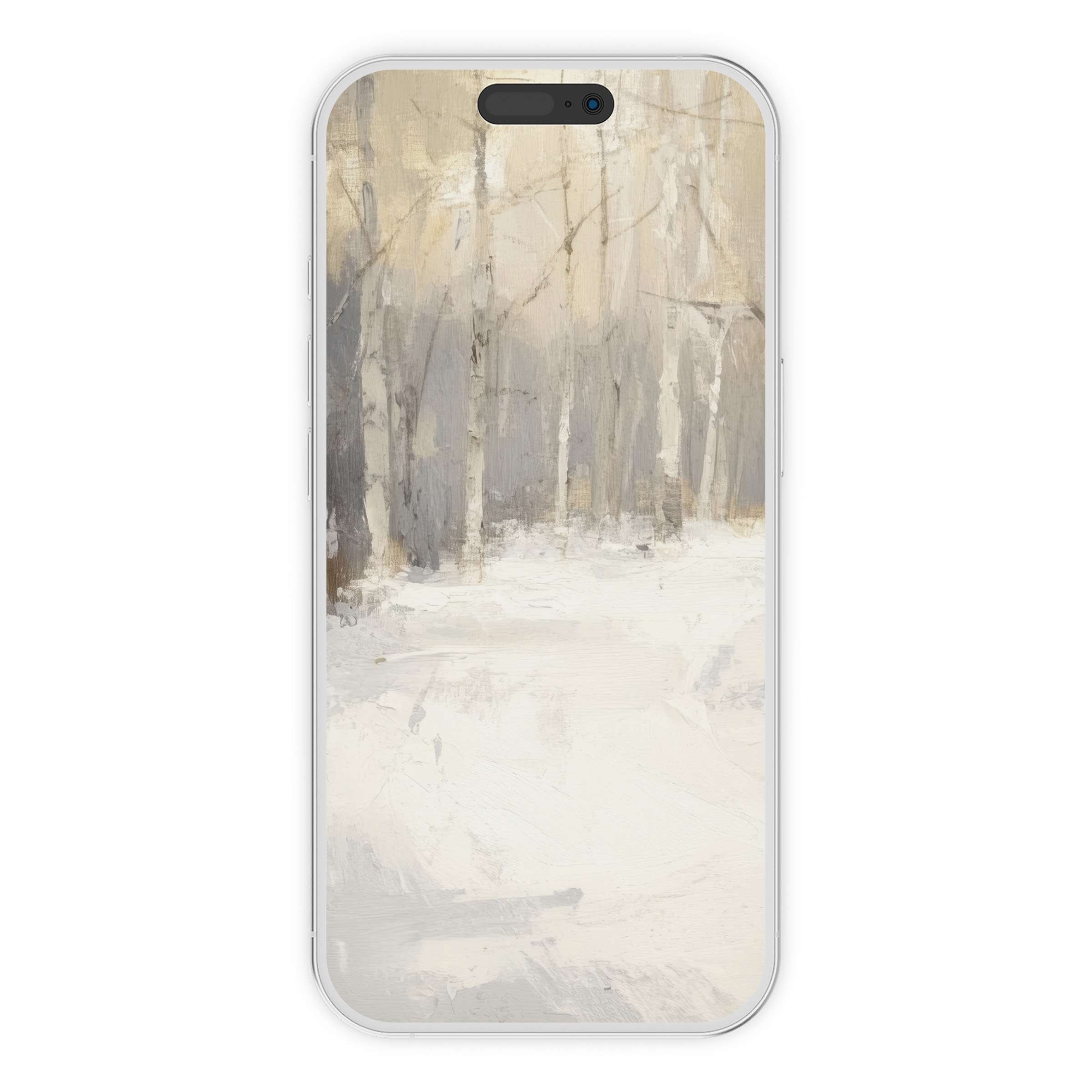 Elegant winter scene tree iPhone wallpaper, digital download for calming phone background, ideal for both Apple and Android devices