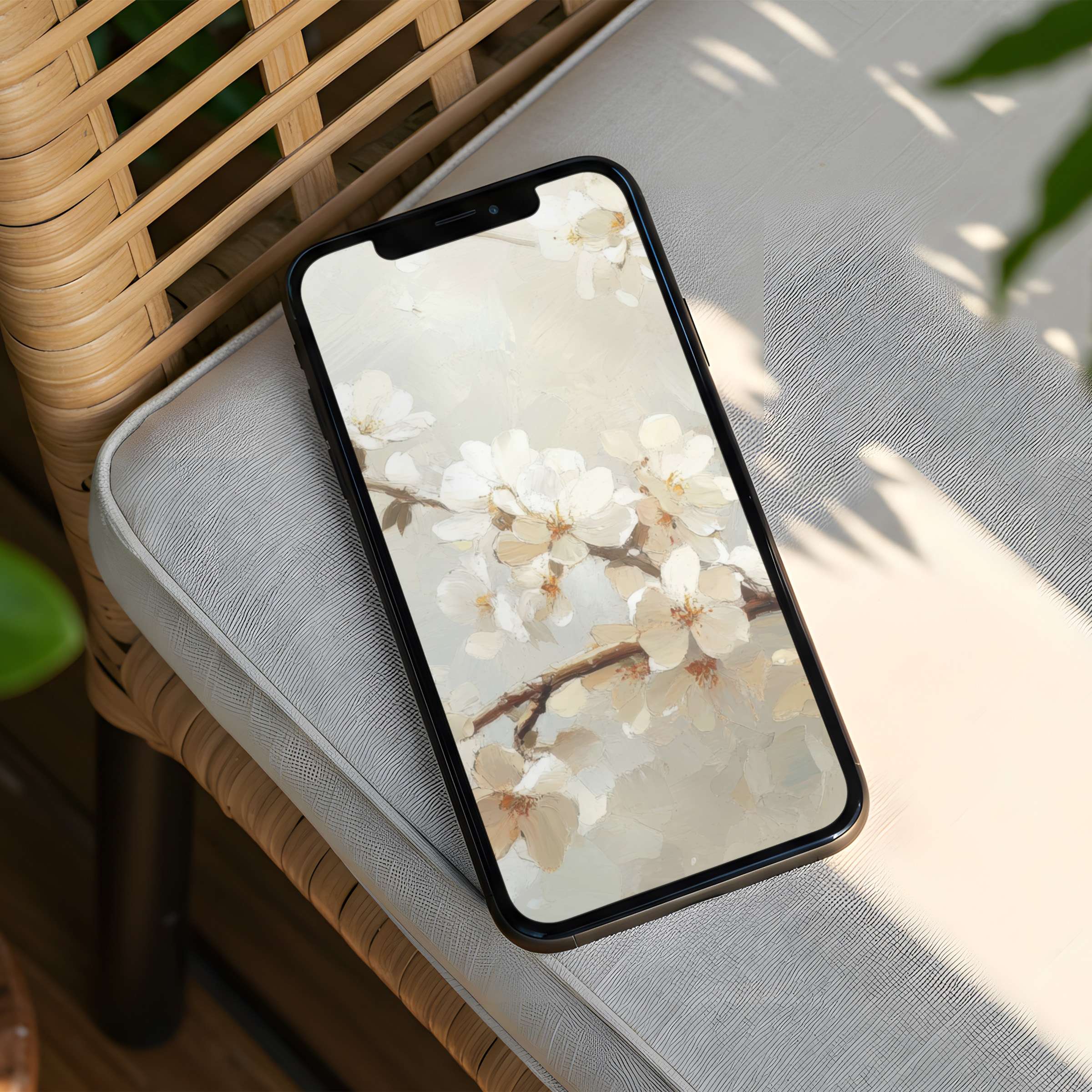 Elegant floral iPhone background in soft neutral tones for instant download calming your mind and fitting all phone screens