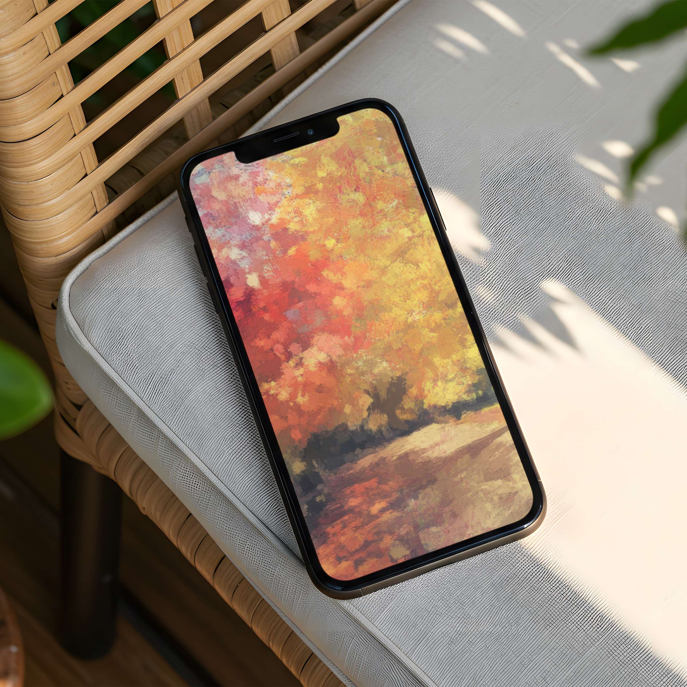 Autumn-inspired iPhone background showcasing warm hues and serene textures for an inspiring phone aesthetic instant download