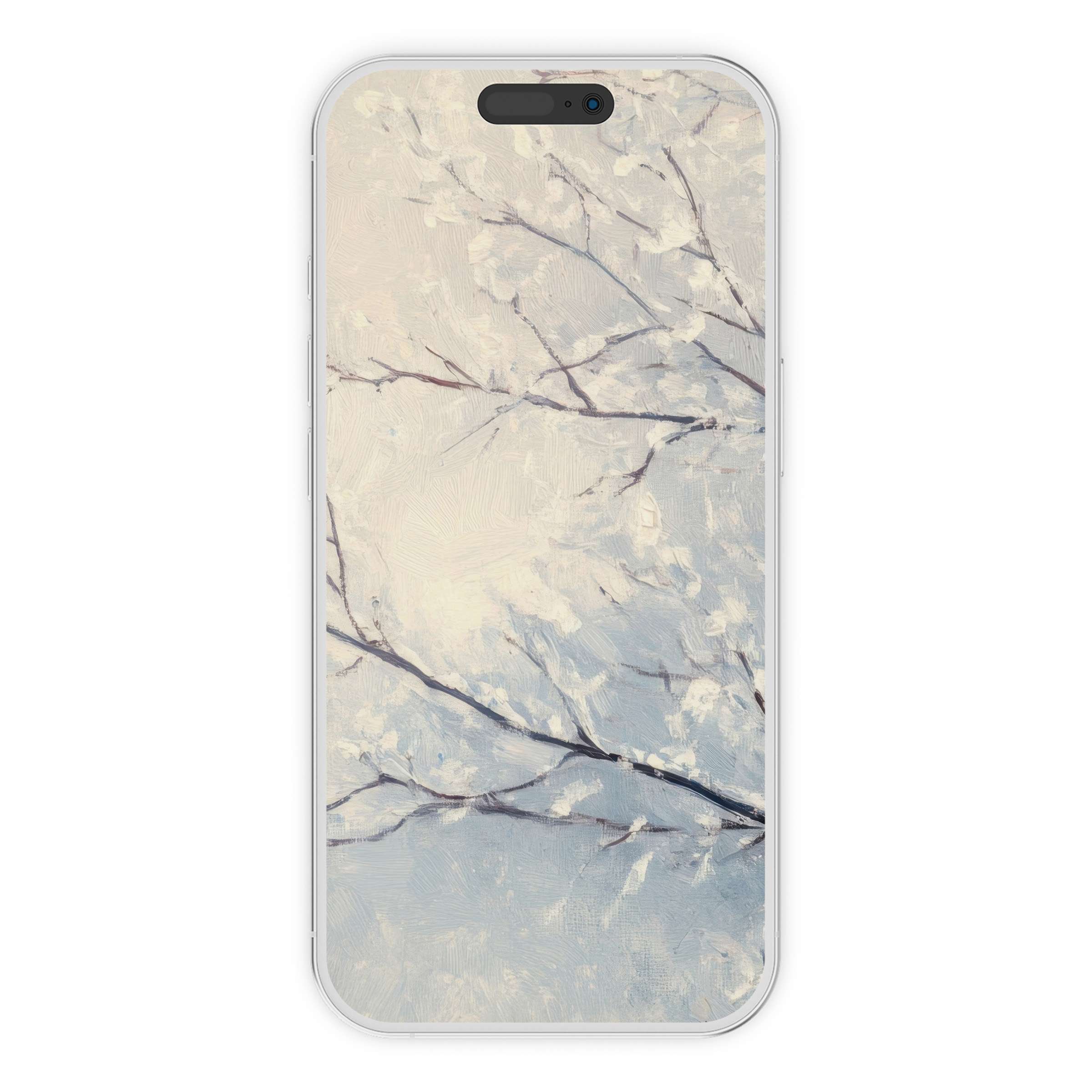 Elegant tree iPhone wallpaper as a serene phone background with soft pastel brushstrokes, perfect digital download for nature lovers