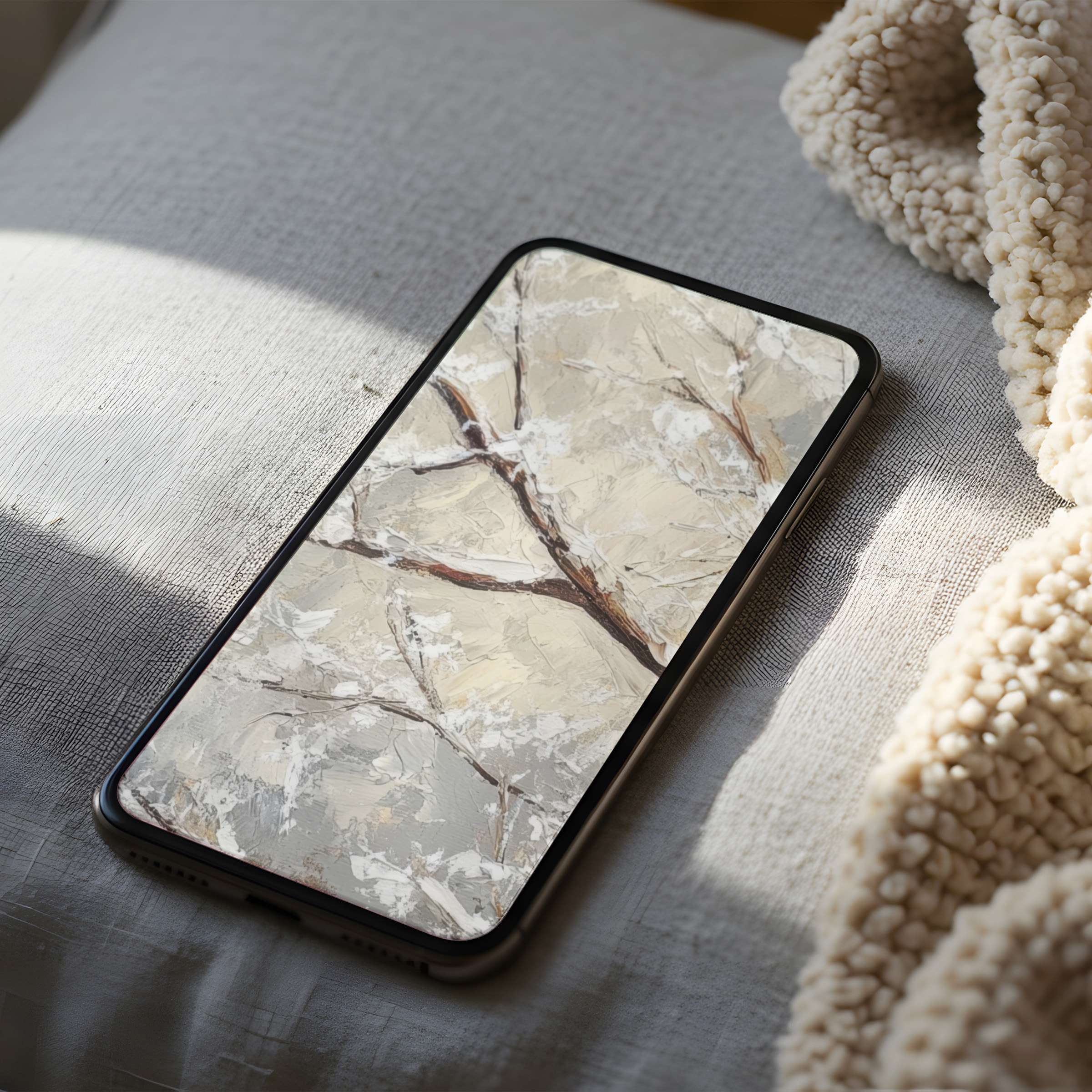 Elegant phone wallpaper featuring a serene abstract design with earthy tones perfect for iPhone and Android digital download