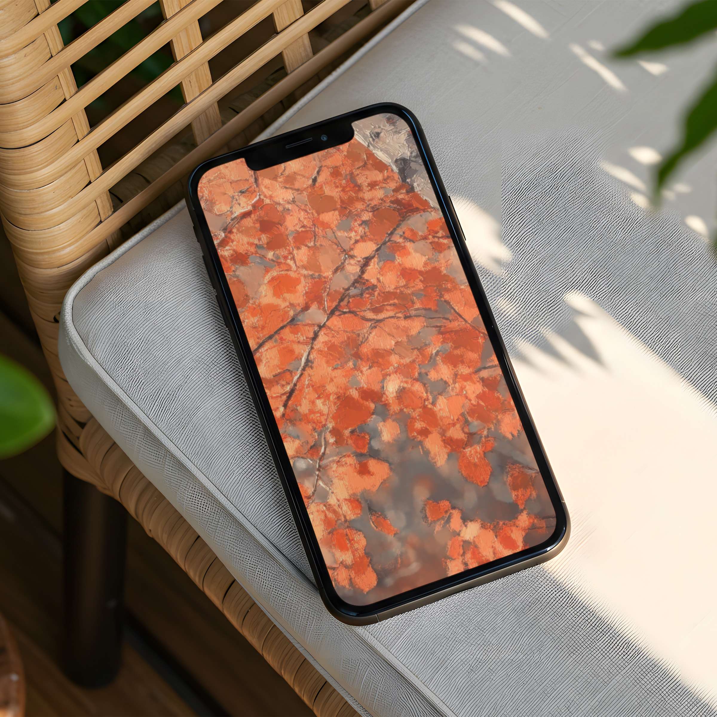 Elegant abstract autumn leaves iPhone background for instant download brings calm inspiration to any phone screen effortlessly