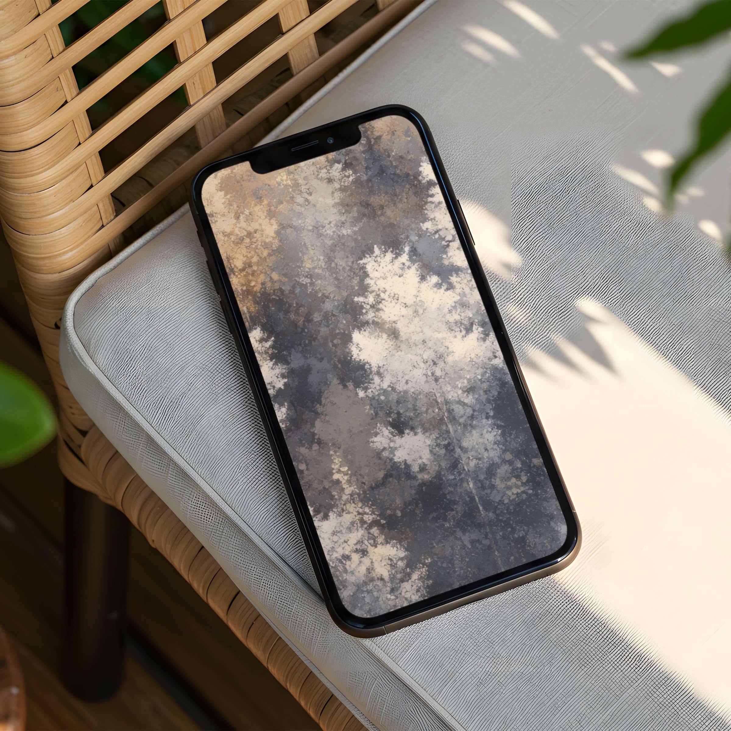Elegant abstract iPhone background with soft gray and beige textures offers calm inspiration instant download for any phone