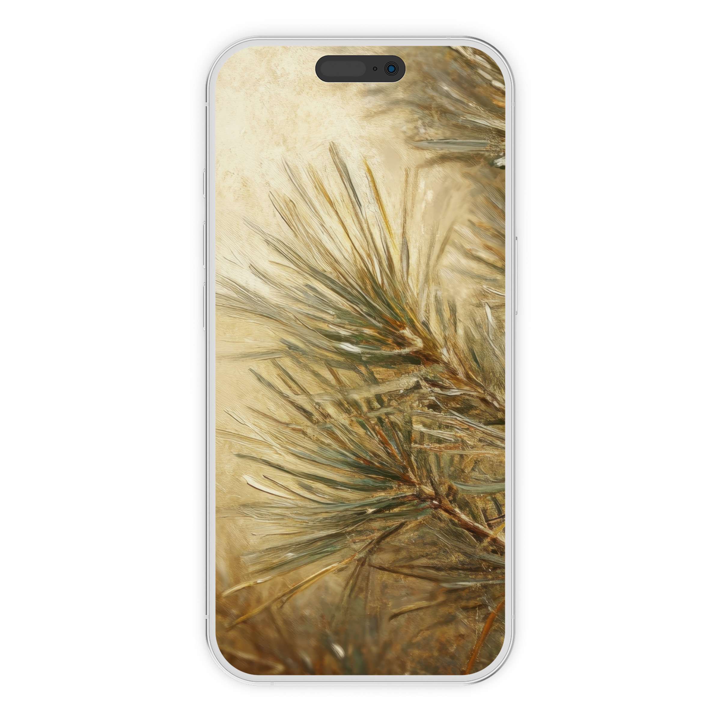 Elegant pine tree iPhone wallpaper for phone background offering a serene digital download with nature-inspired artistic texture
