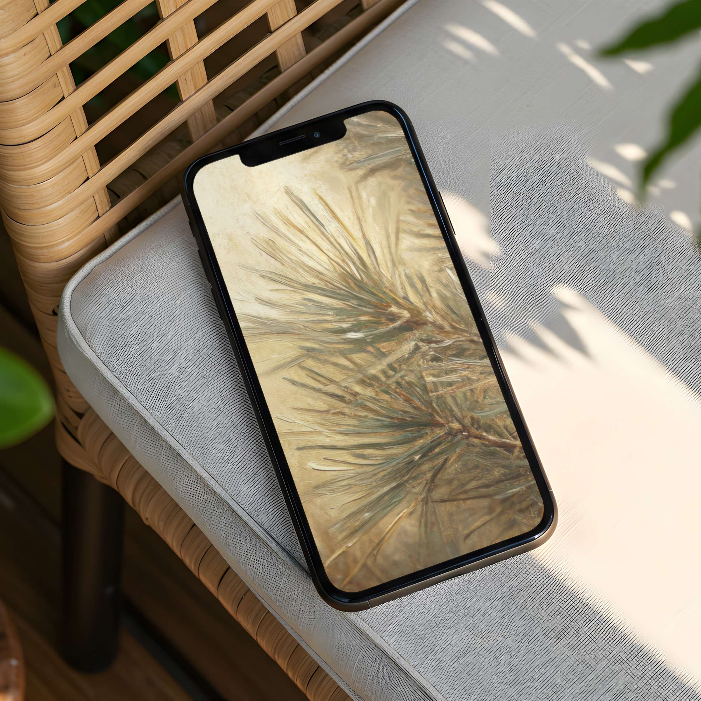 Elegant iPhone background featuring serene pine needles for instant download on phone screens bringing calm and inspiration