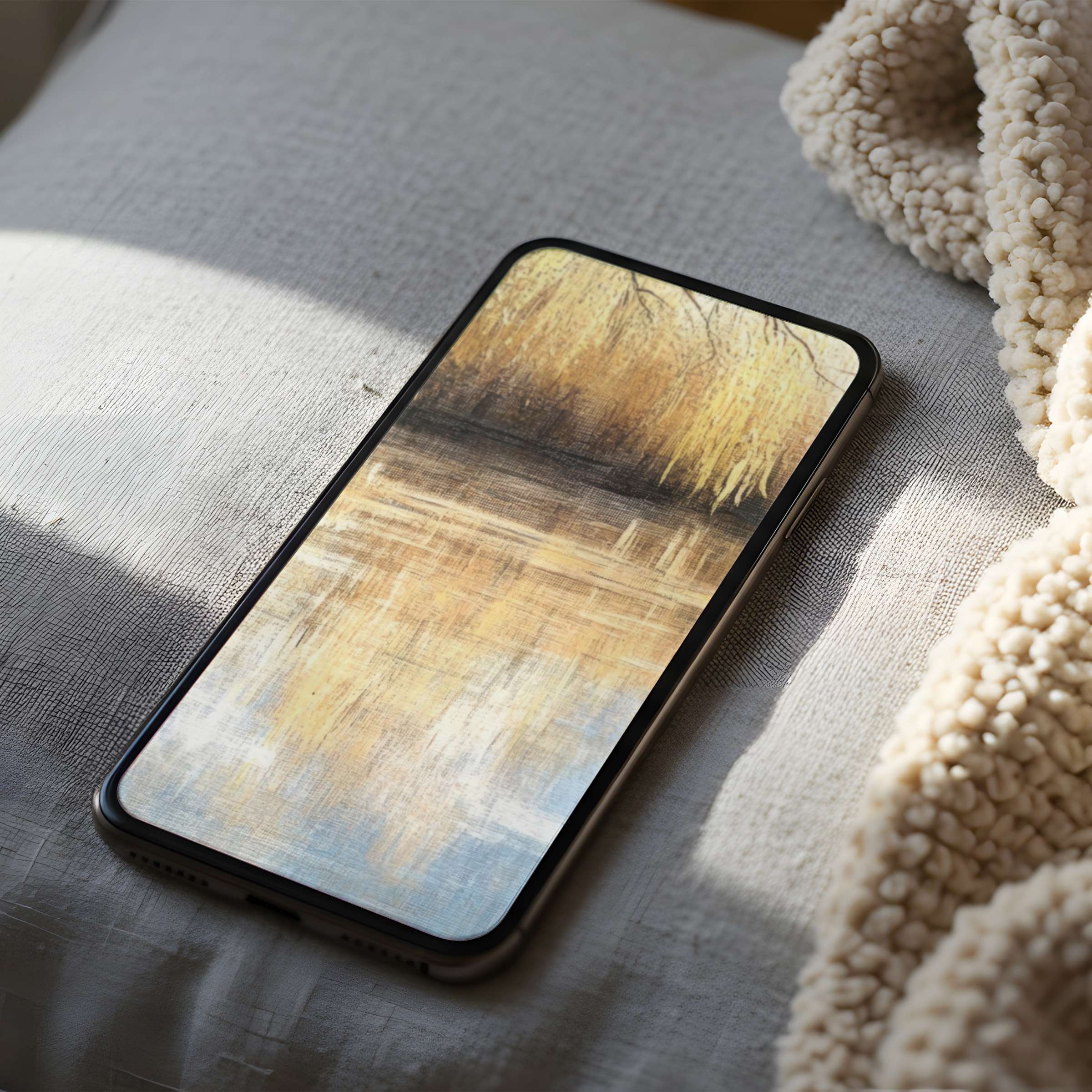 Elegant phone wallpaper featuring serene abstract autumn landscape in high resolution ideal for iPhone and Android digital download