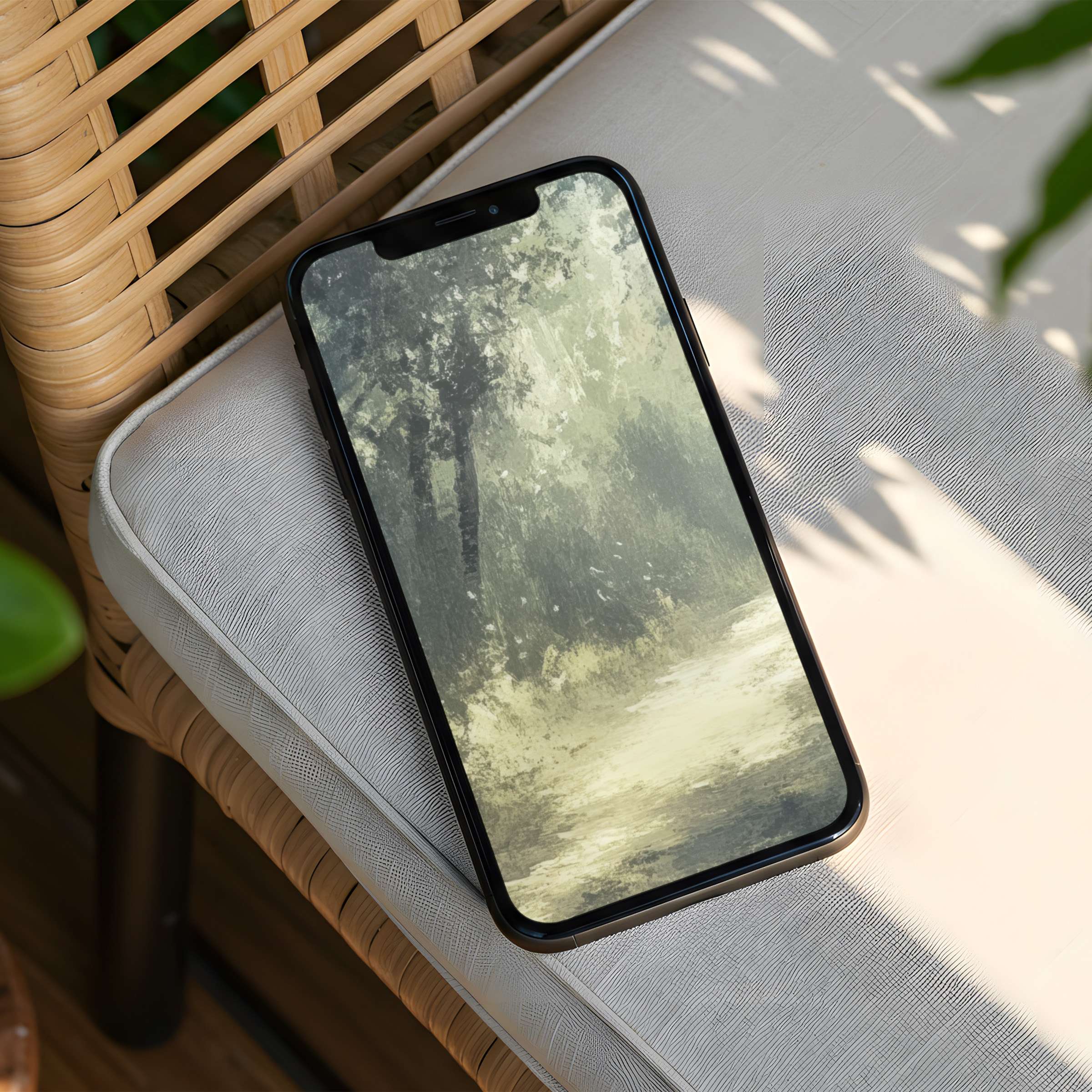 Elegant forest-themed iPhone background offering mindfulness and calm fits any phone with instant download for serene aesthetics