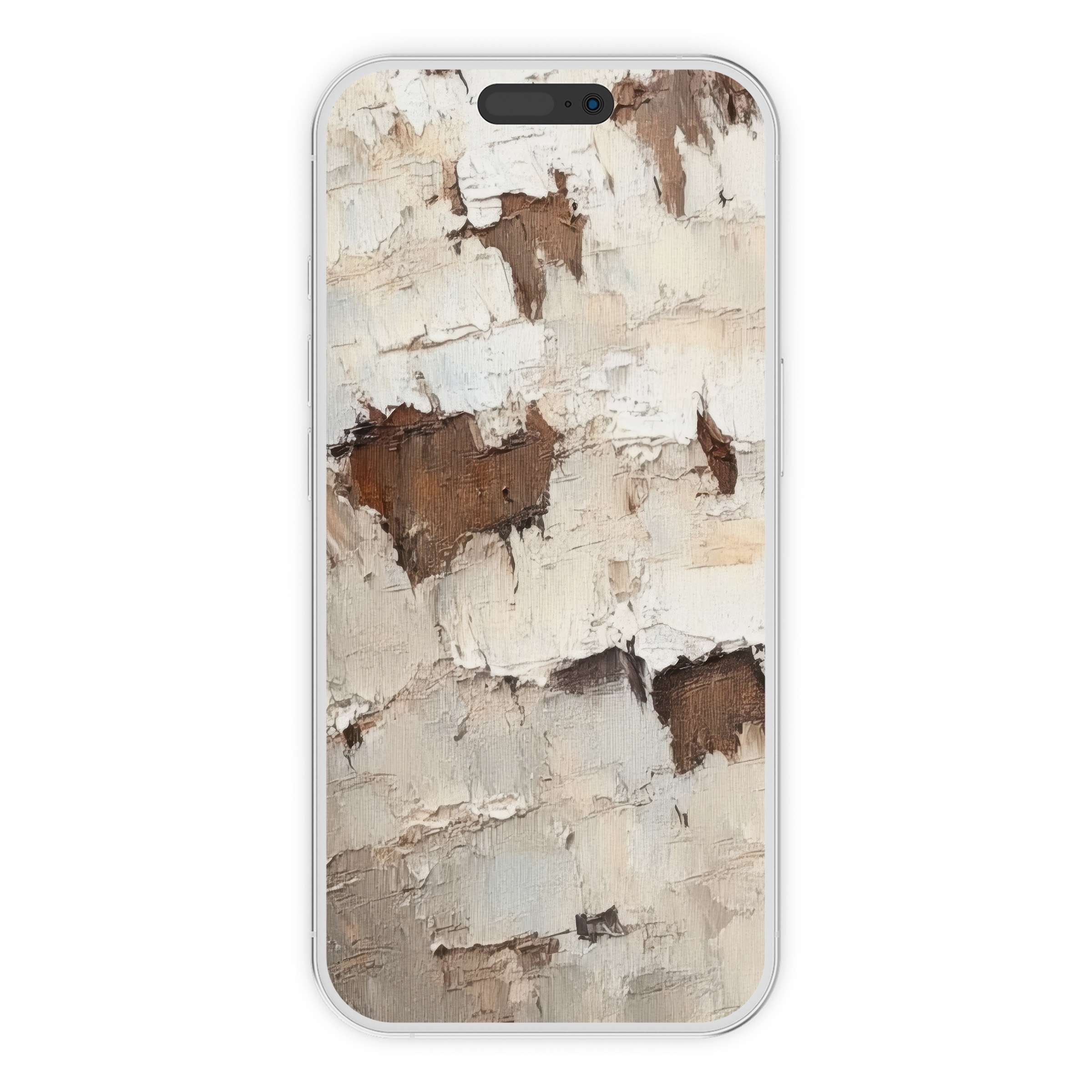 Abstract textured tree iPhone wallpaper in earthy tones offers a serene digital download for phone background art lovers