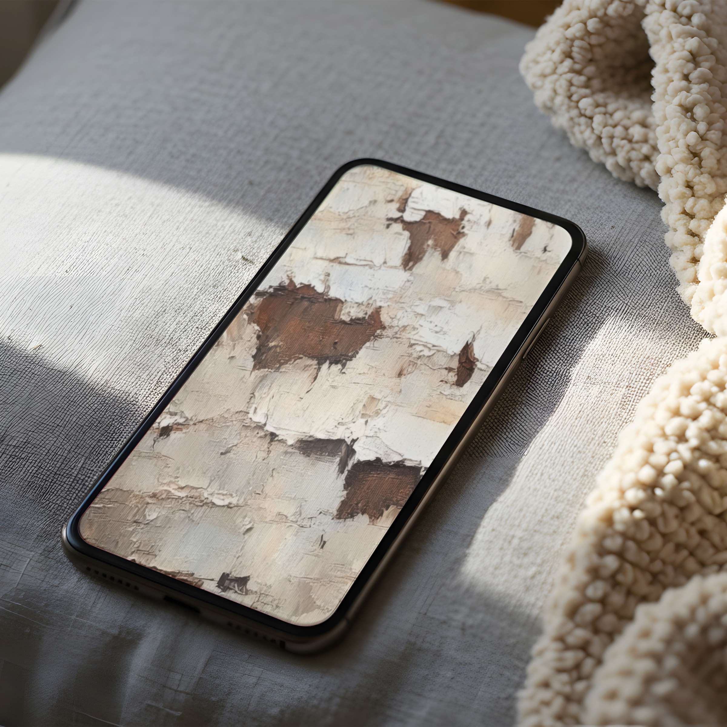 Serene abstract phone wallpaper in earthy tones enhances your iPhone or Android with high-resolution art, offering tranquility and style
