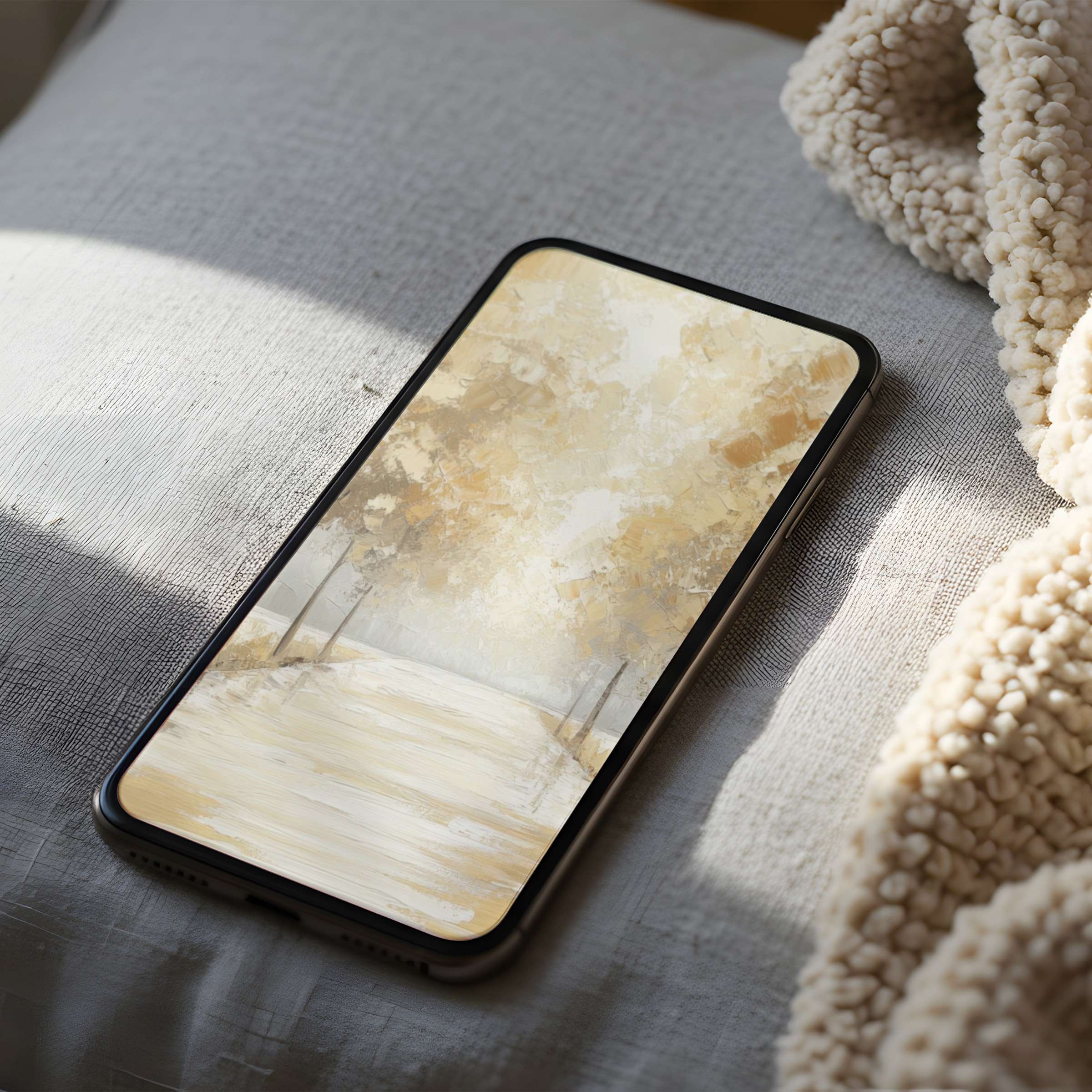 Elegant phone wallpaper with tranquil beige abstract art, perfect for iPhone and Android digital download in high resolution