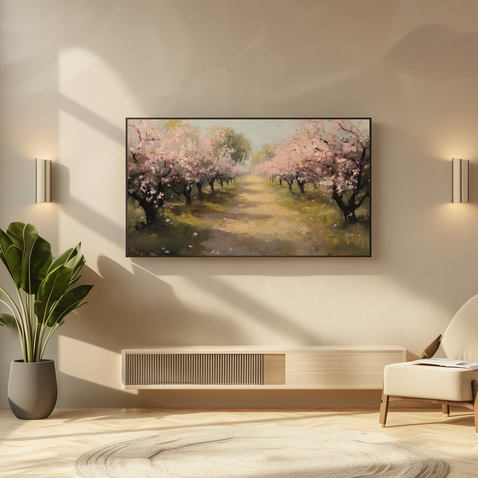 Cherry Trees Frame TV Art Modern Home Decor