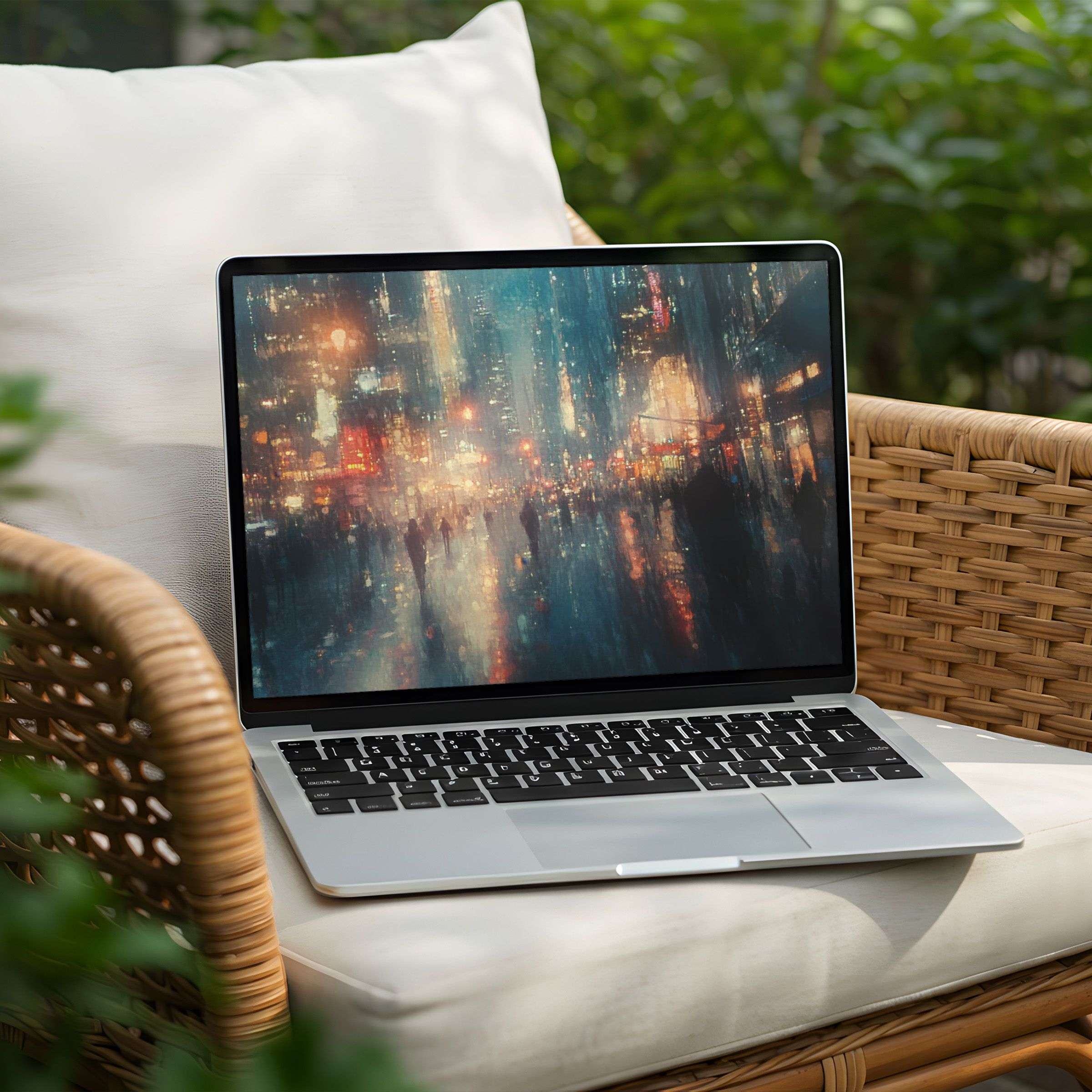 Elegant digital cityscape desktop background for PC and Laptop instant download inspiring calm and mindful aesthetics