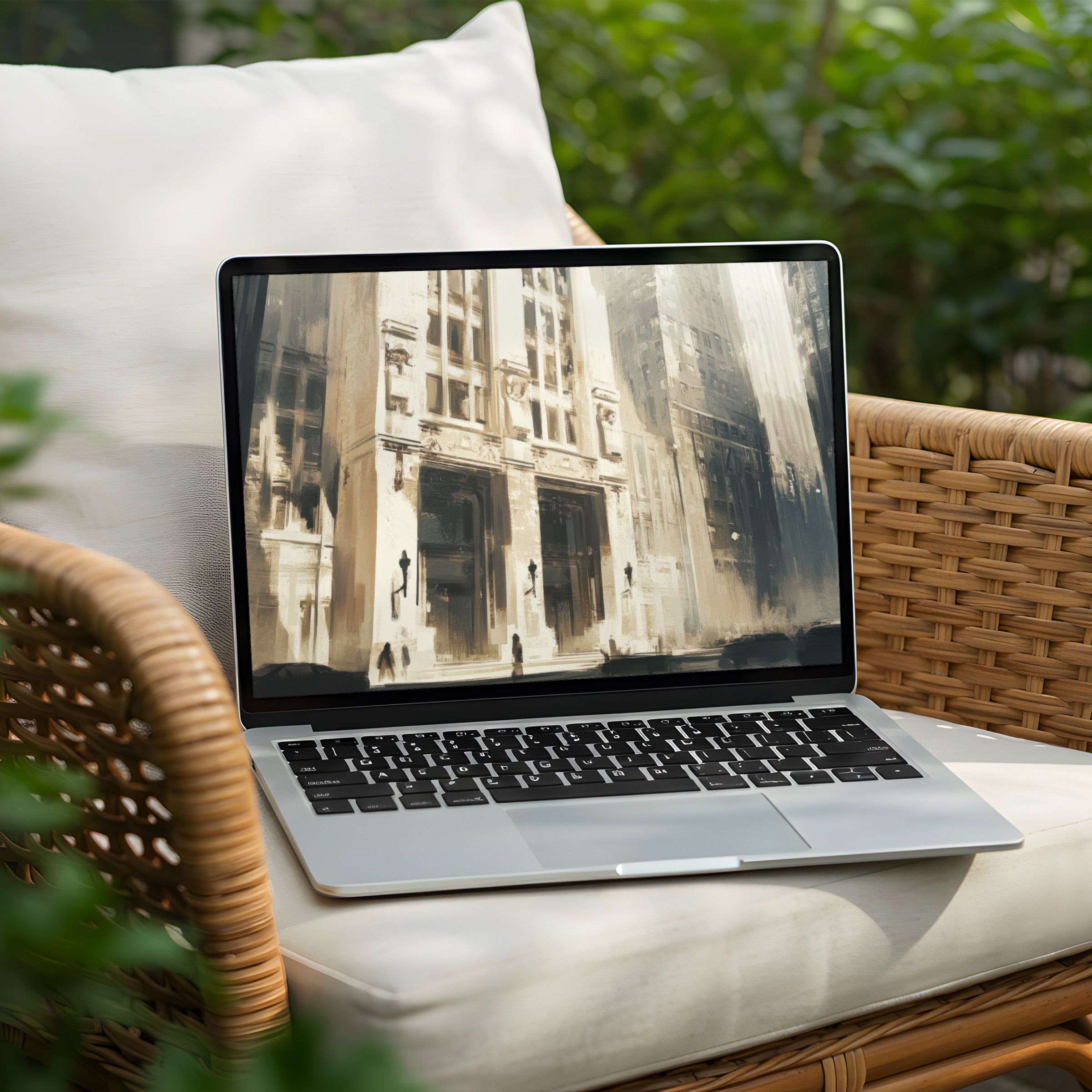 Elegant cityscape desktop background on PC offers calm and inspiration for mindful workspaces via instant download for Laptop users