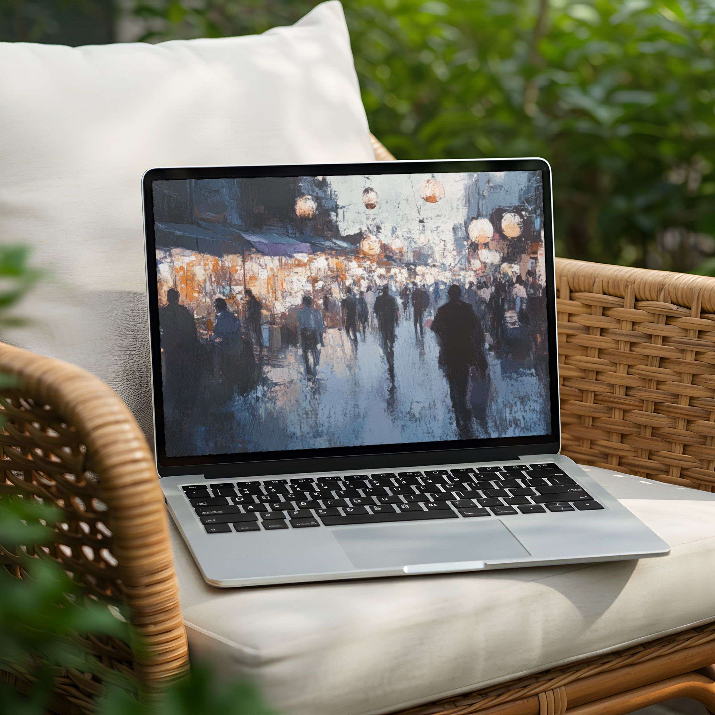 Elegant and calming cityscape digital art for desktop background on Laptop PC Instant download for mindful inspiration