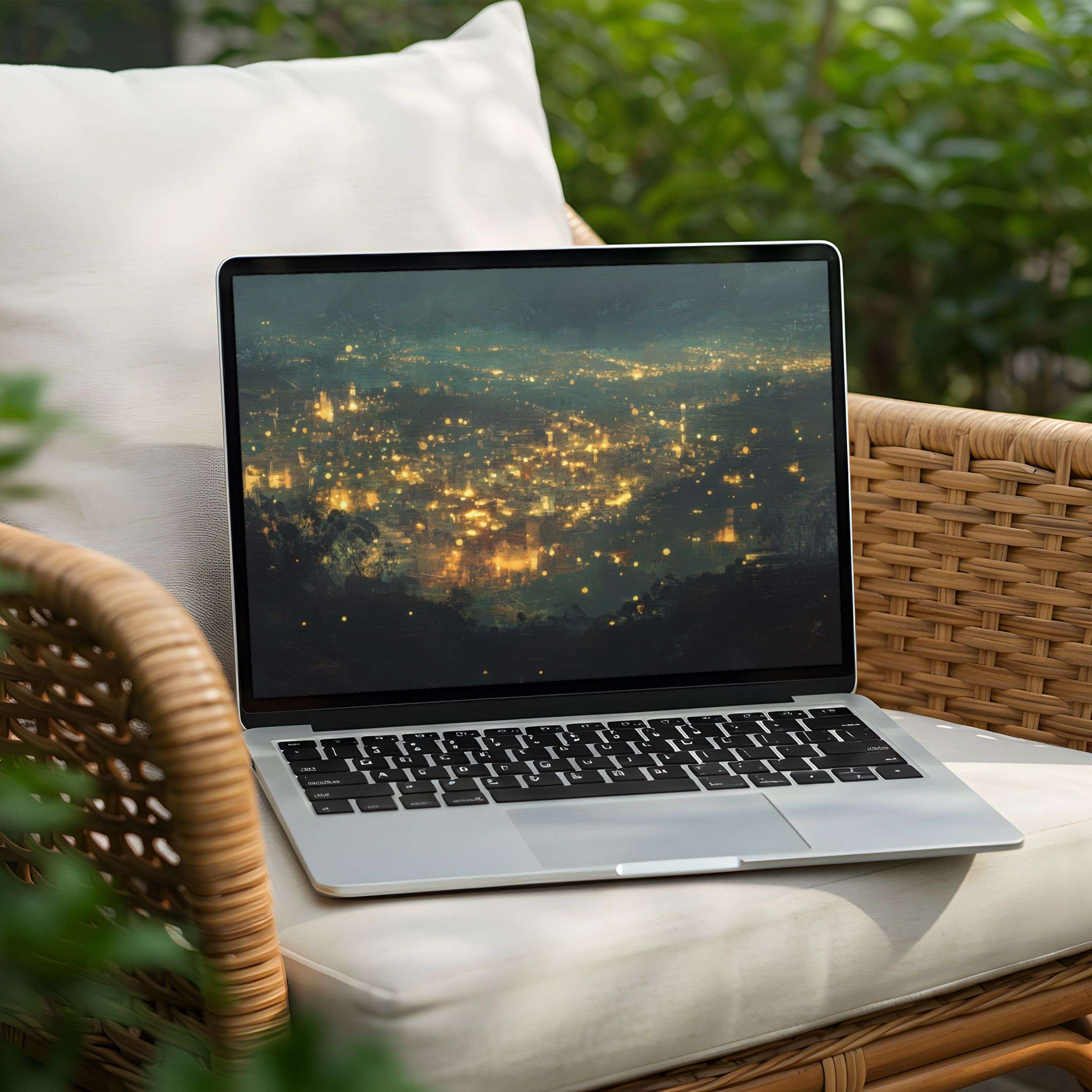 Serene digital art desktop background on a stylish Laptop inspires calm and elegance, perfect for mindful PC instant download