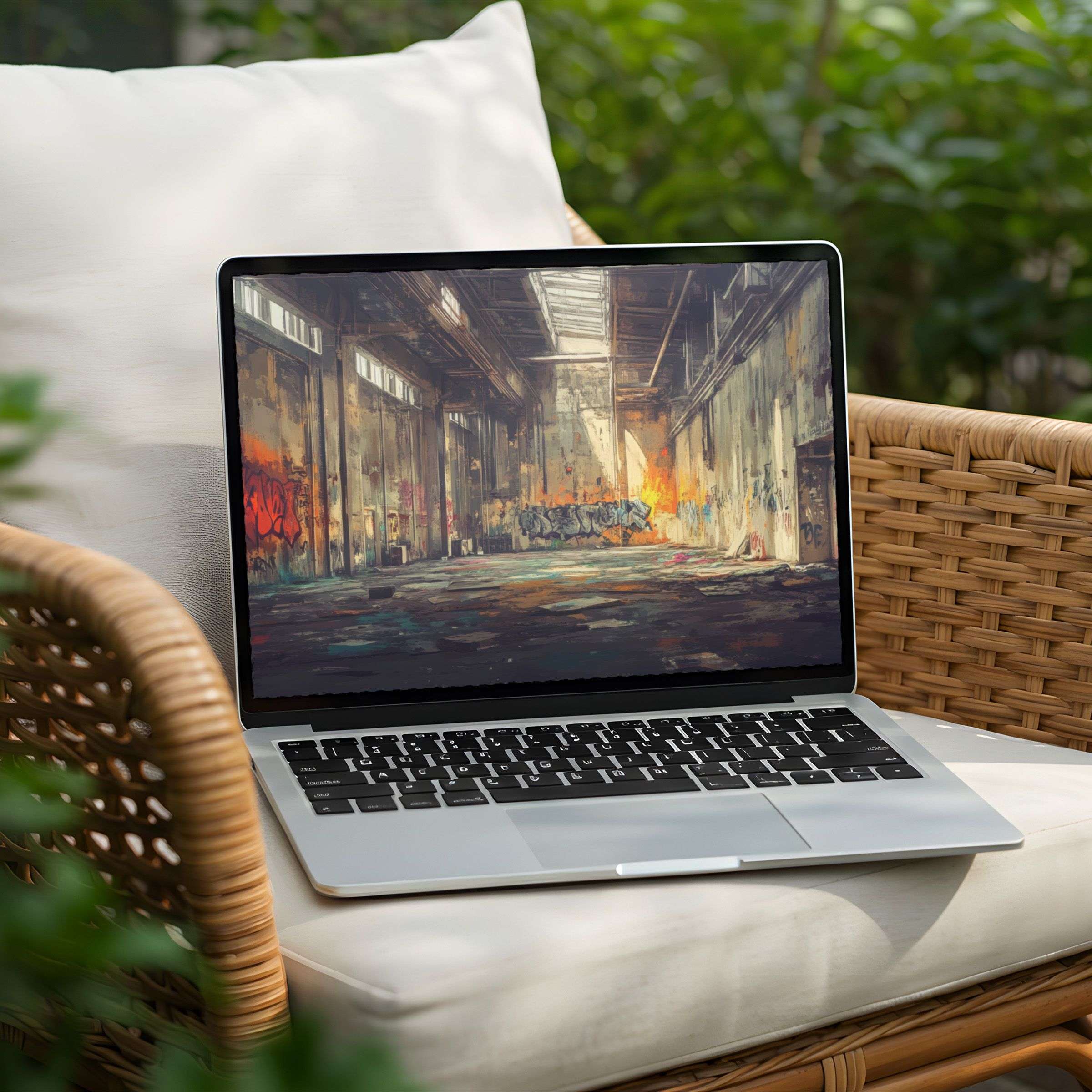 Serene urban art on a PC or Laptop desktop background brings calm inspiration through instant download, enhancing modern elegance