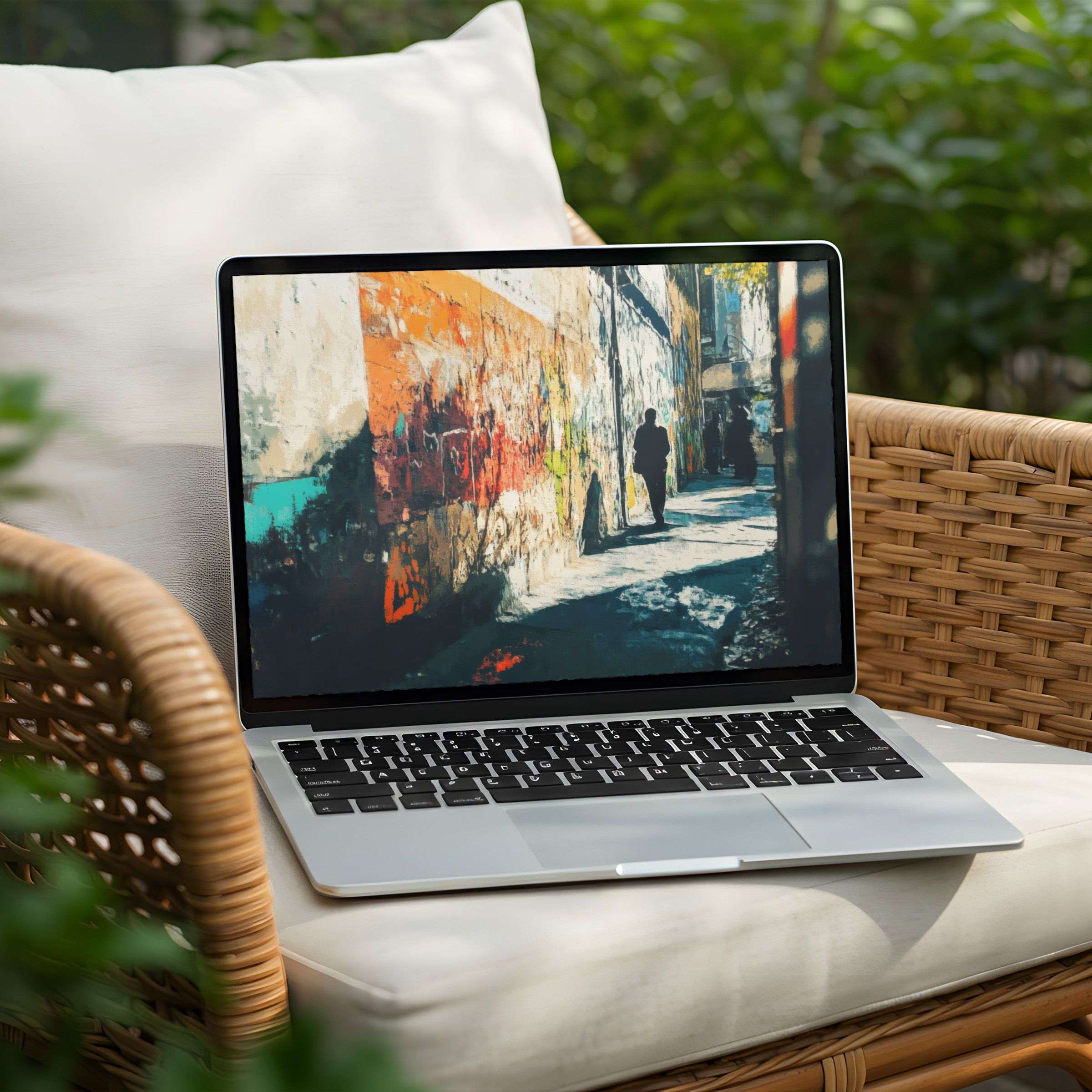 Elegant desktop background for PC or Laptop; instant download of vibrant street art evokes calm and inspiration for mindful spaces