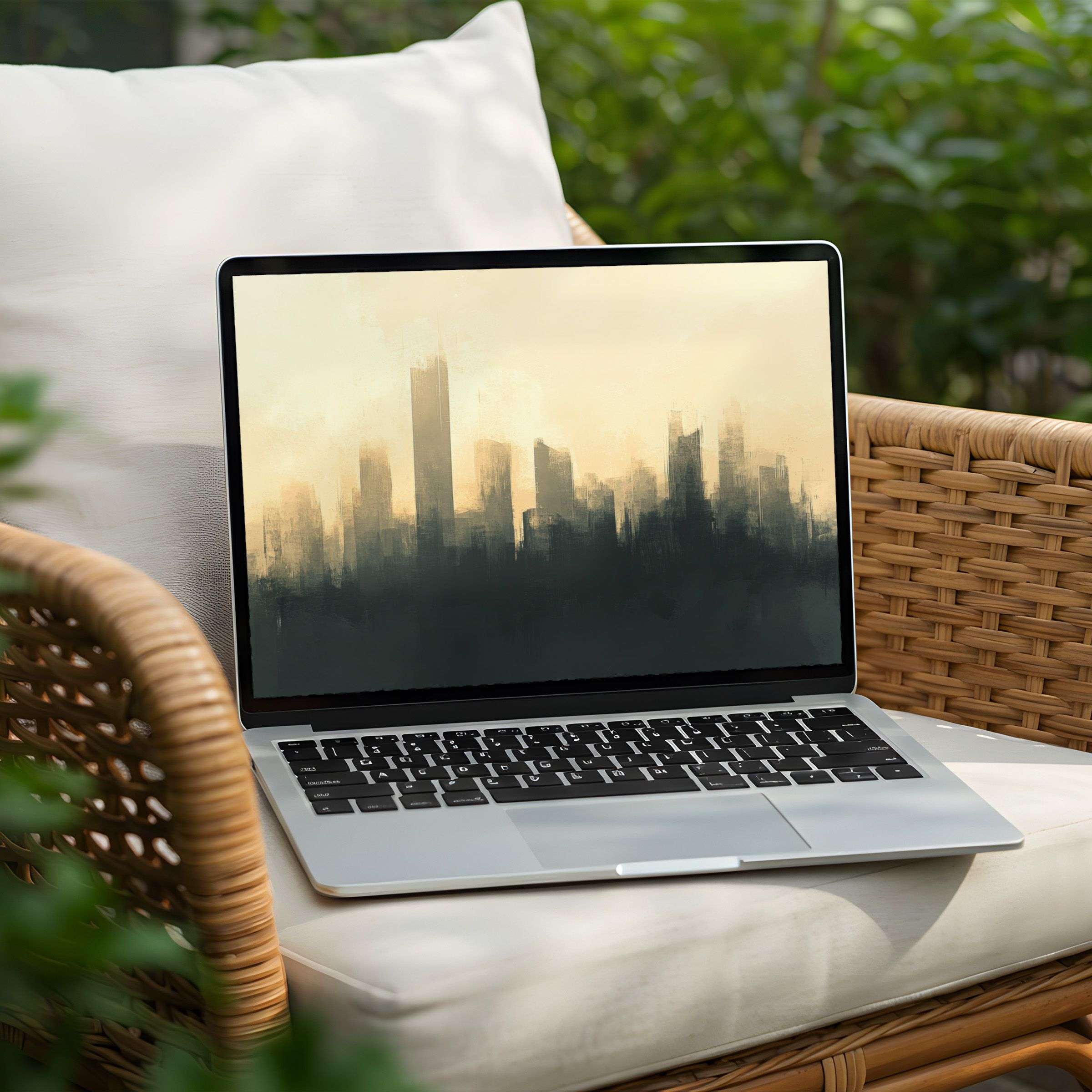 Elegant cityscape desktop background for PC and Laptop; an instant download that inspires calm and mindfulness with its serene tones