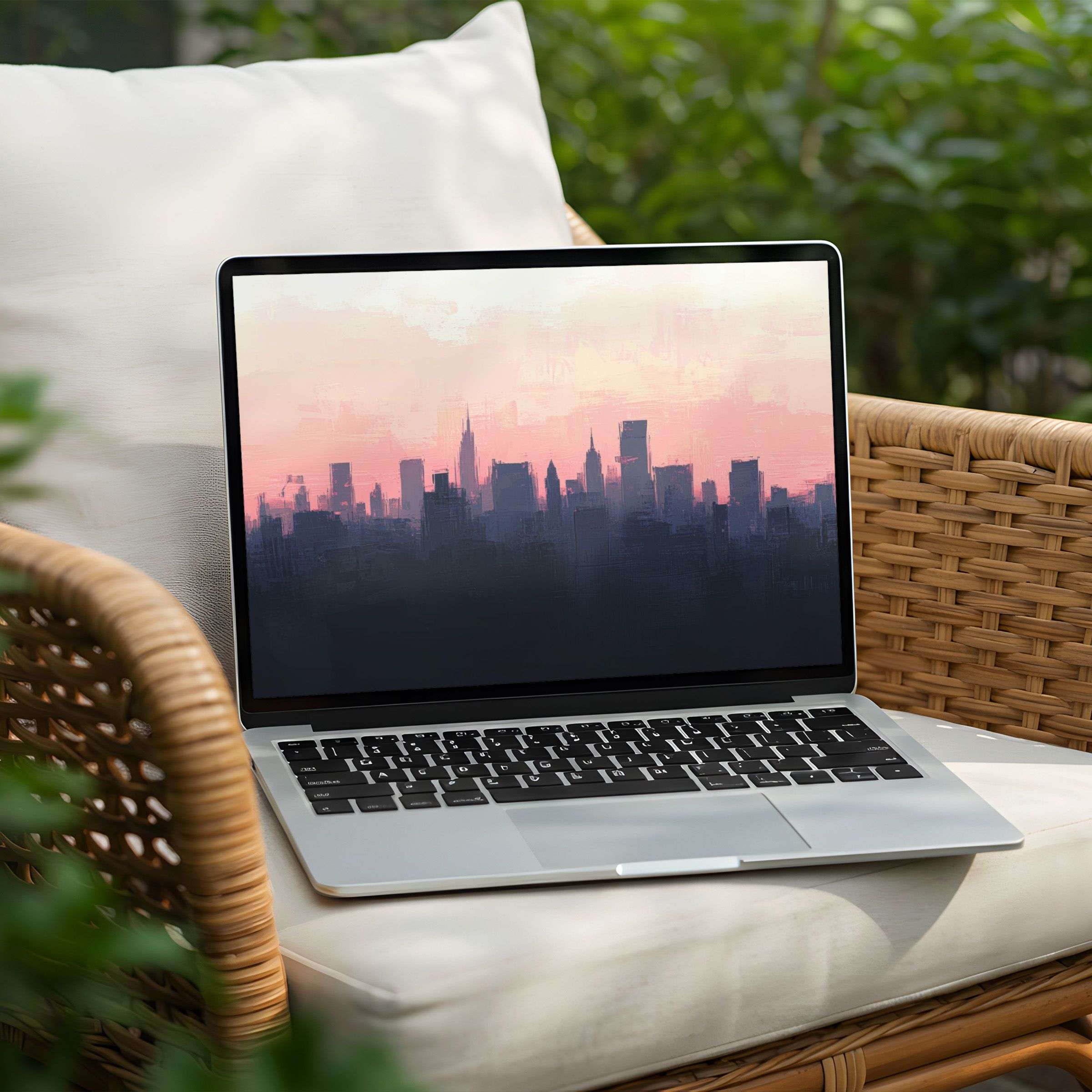 Elegant skyline desktop background for PC or Laptop offering instant download evokes calm inspiration with serene pastel hues
