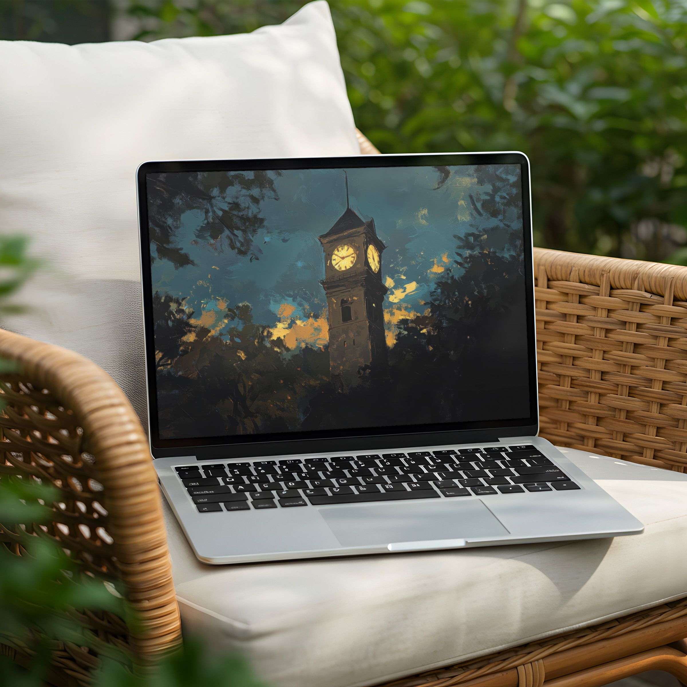 Download an elegant desktop background of a rustic clock tower for PC or Laptop to inspire calm and aesthetics instantly