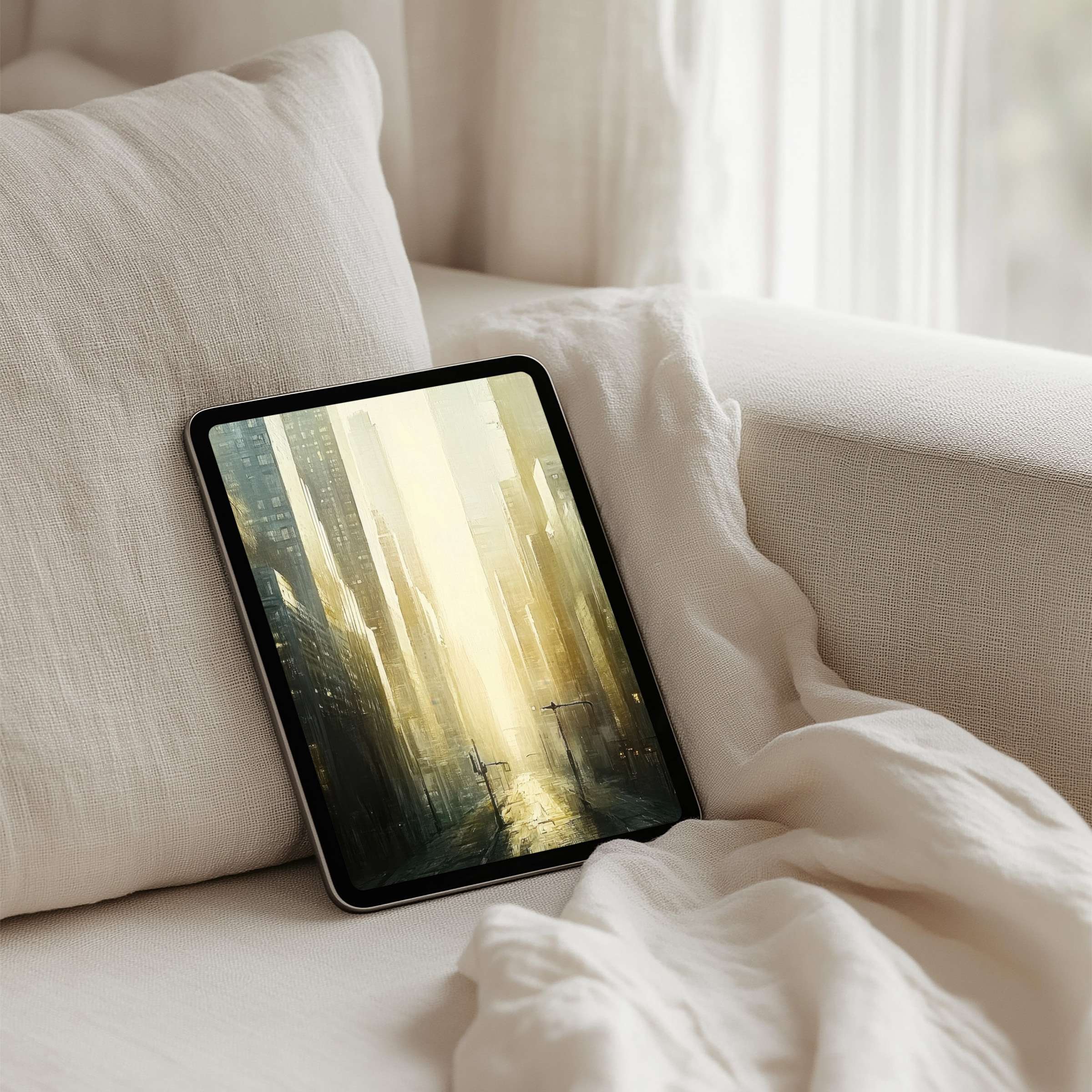 Calm urban sunset iPad background for instant download graces your tablet with elegance and serenity enhancing mindfulness