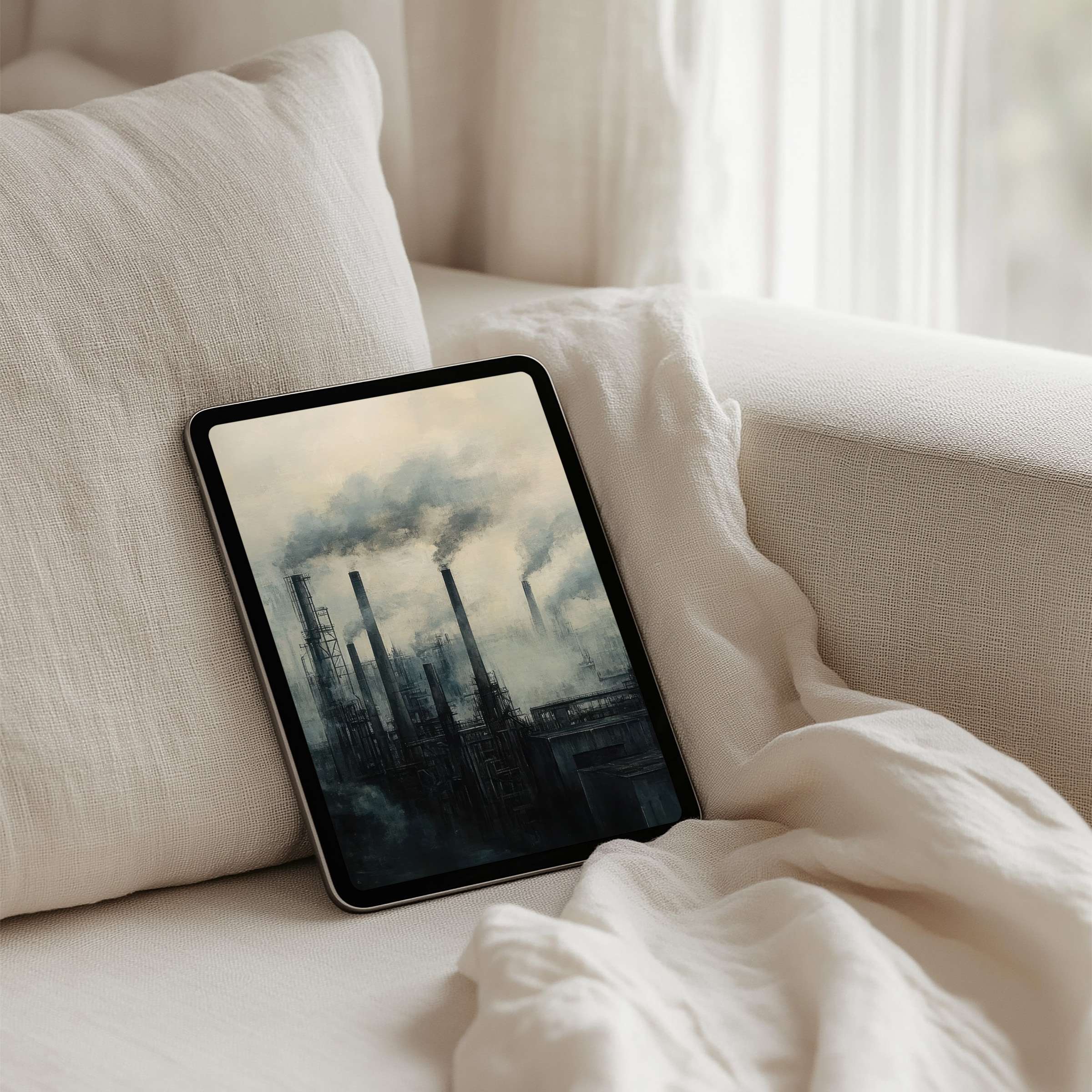 Elegant industrial art as an iPad background for mindful inspiration in any tablet setting instant download for serene decor