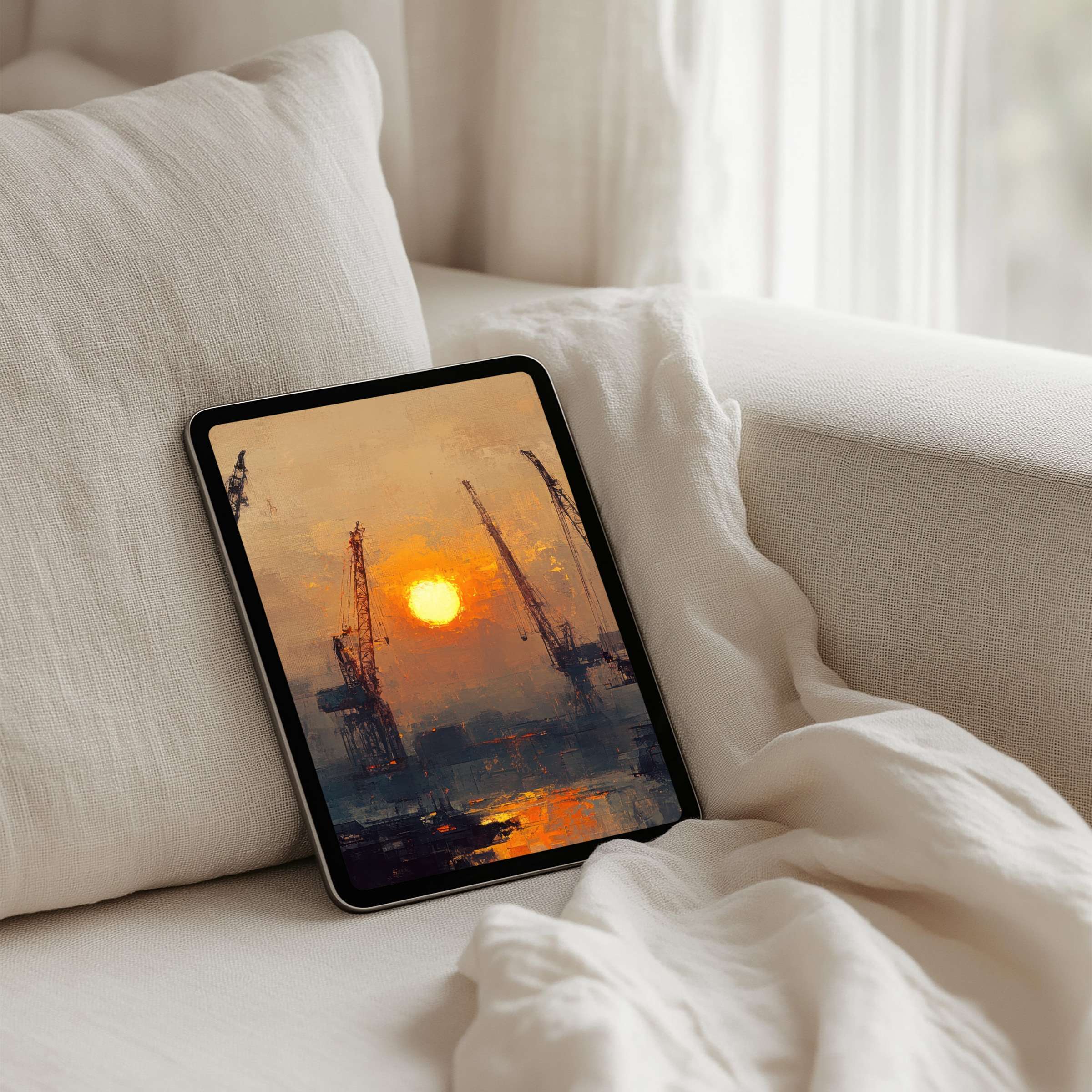 Elegant digital art for your iPad background with warm sunset tones, offering calm and inspiration as an instant download for any tablet