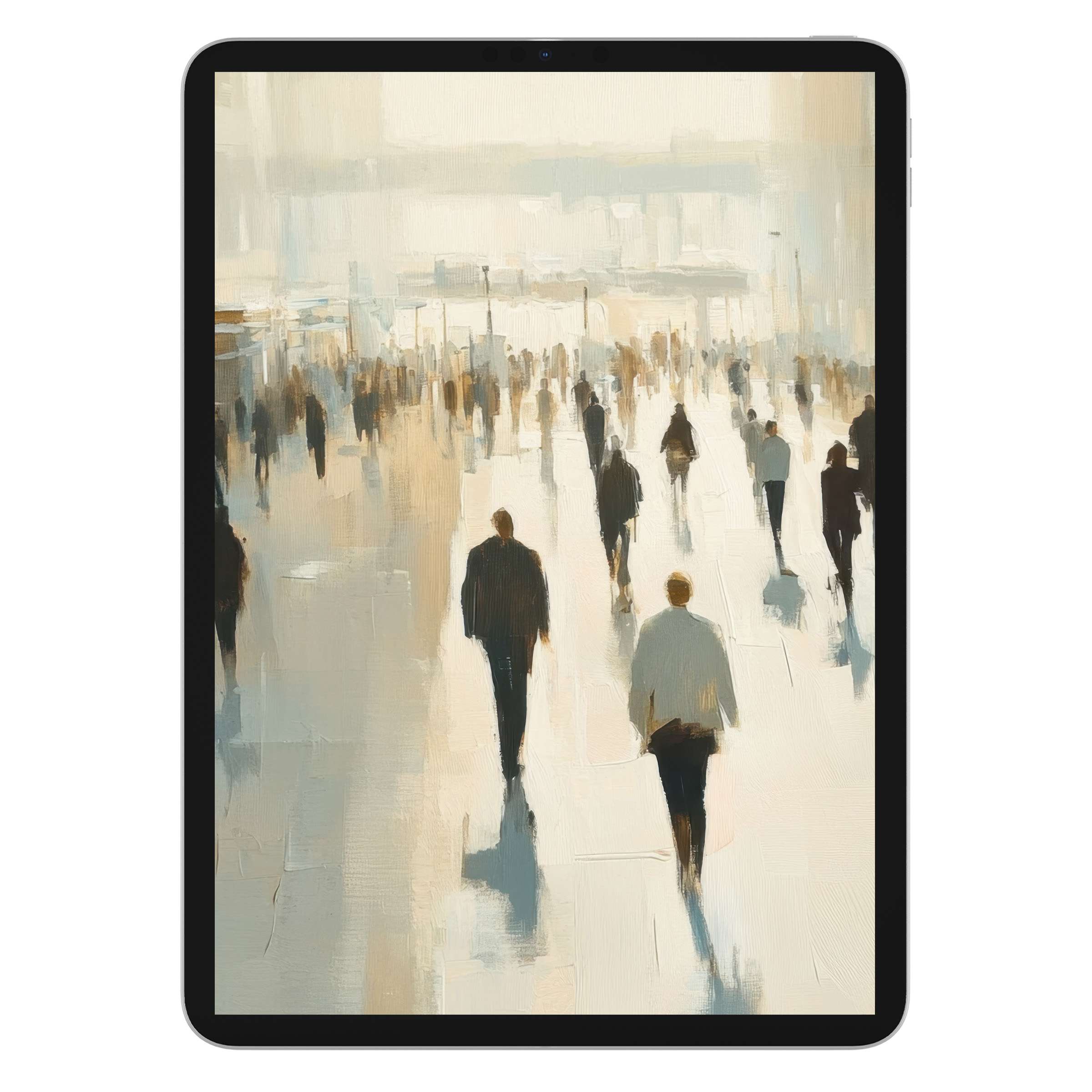 Elegant urban art iPad wallpaper in soft neutral tones offers a digital download for calming tablet backgrounds with abstract style