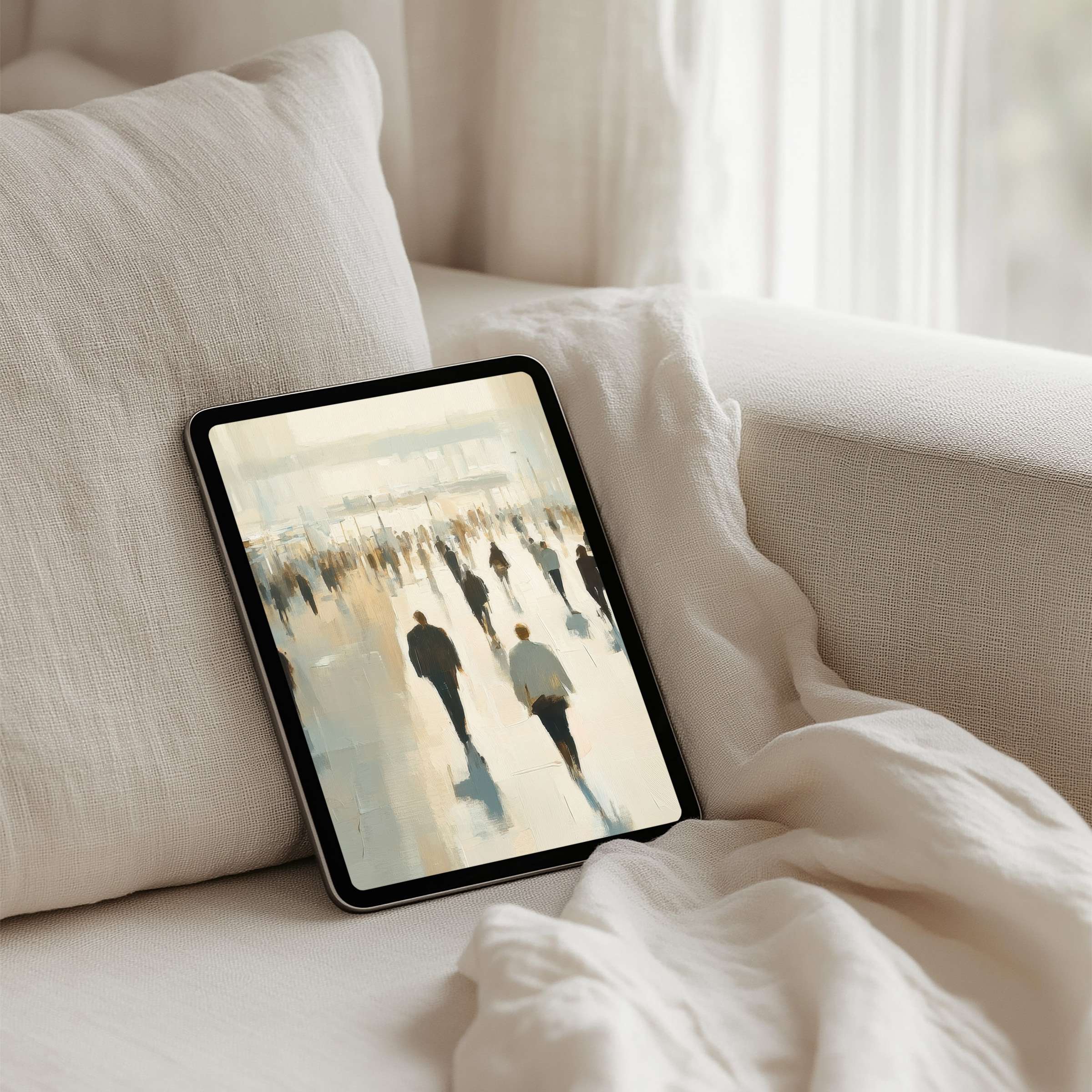 Elegant abstract cityscape iPad background evokes calm and inspiration perfect for instant download on any tablet device
