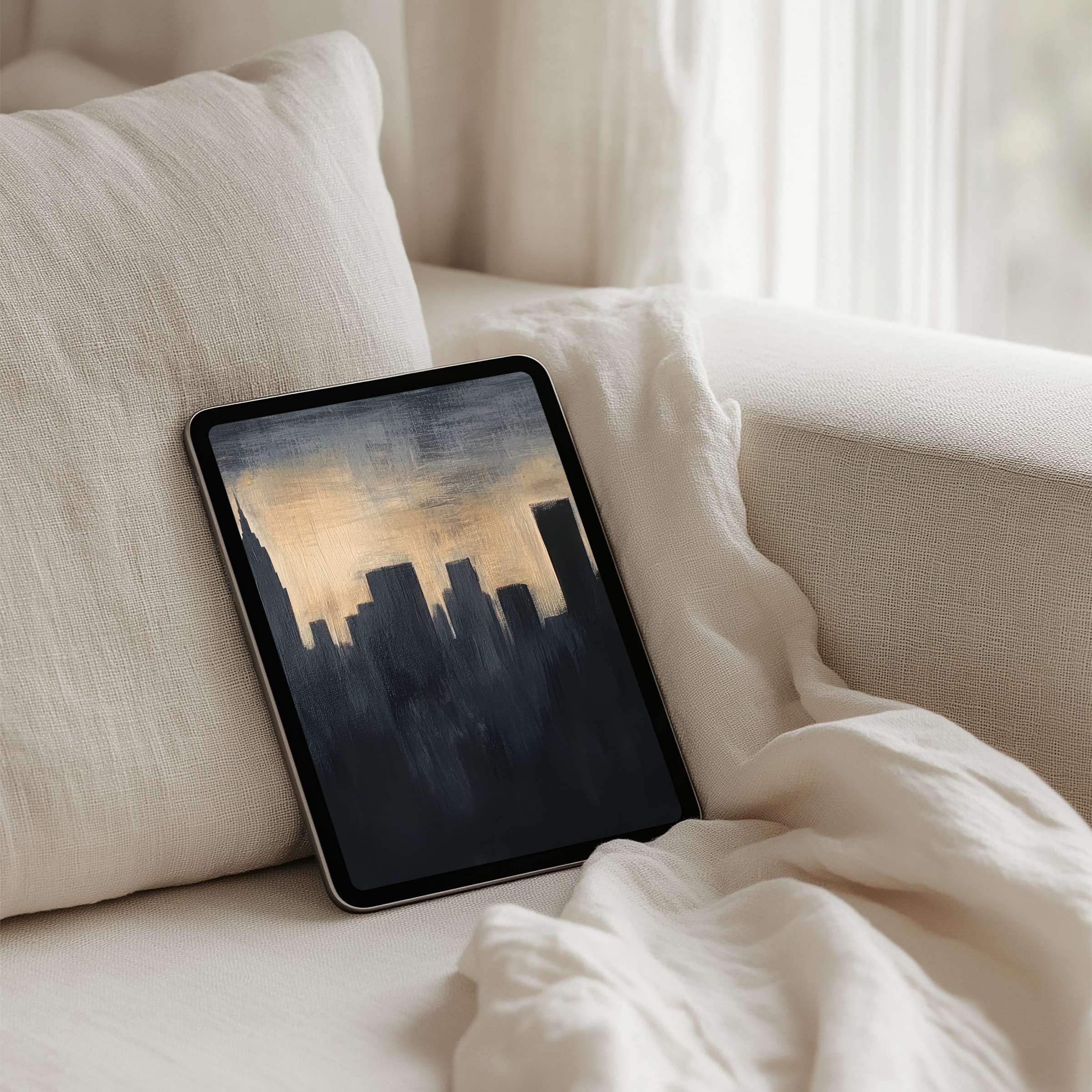 Elegant iPad background featuring a serene skyline in warm hues for instant download on any tablet inspiring calm mindfulness