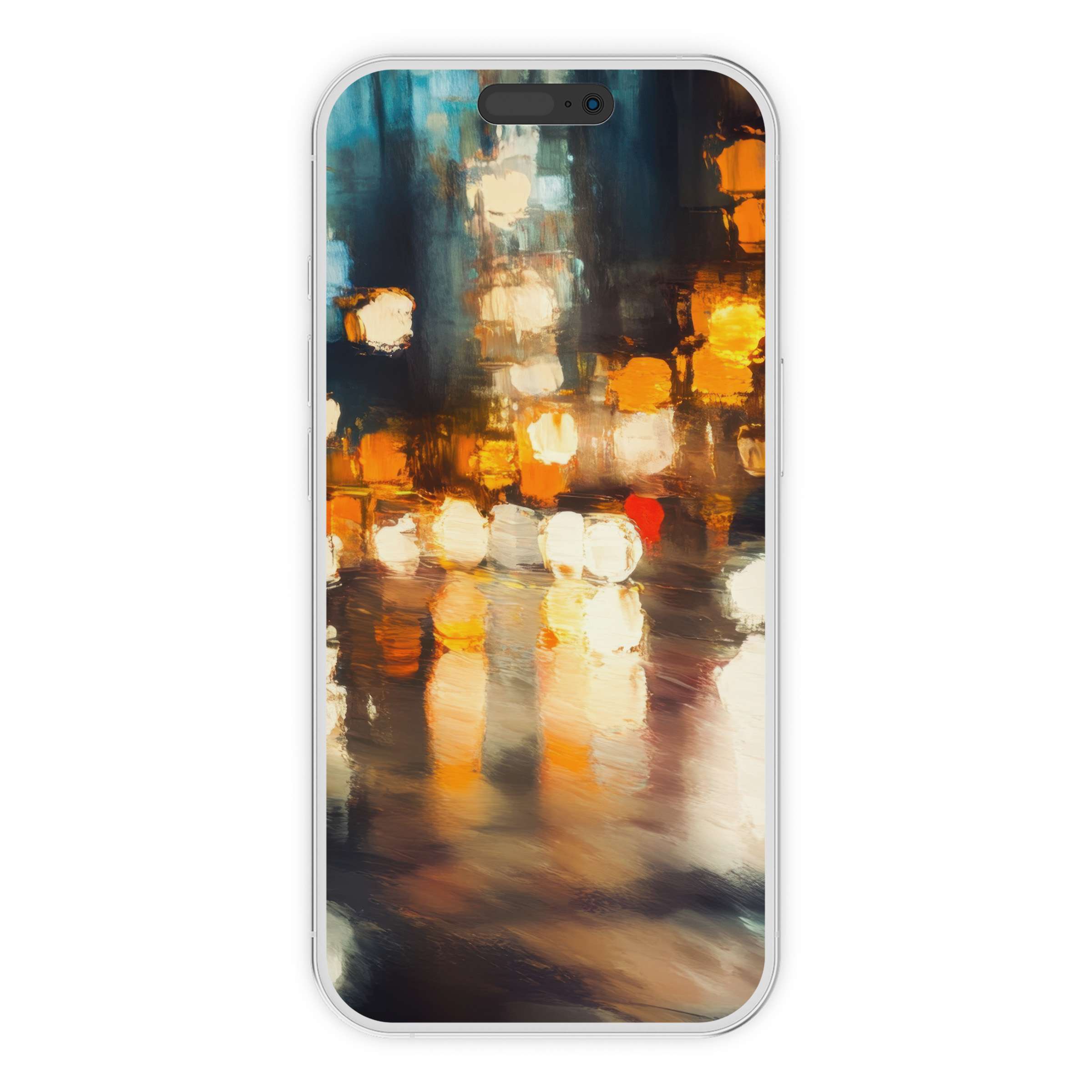 Elegant urban art iPhone wallpaper features vibrant abstract lights in a digital download, creating a calming phone background for any device