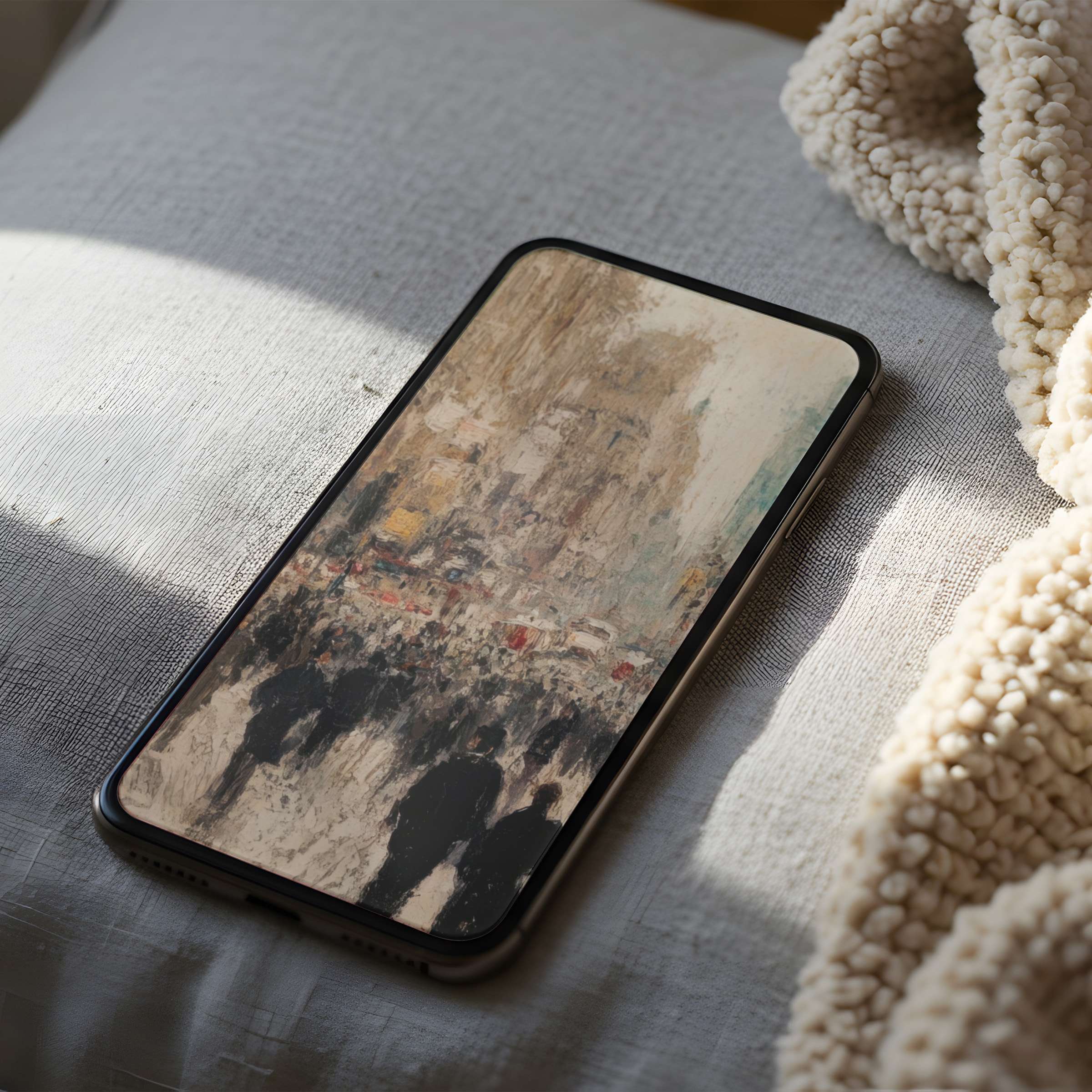 Elegant abstract artwork phone wallpaper in calming earth tones, ideal for iPhone or android phones, available as a high-resolution digital download